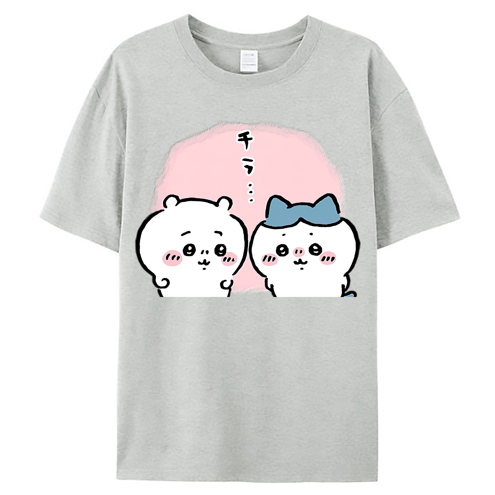 （画像用） ちいかわ ハチワレ Chii-kawa hachiware レディースカジュアルプリントTシャツ（綿100％）