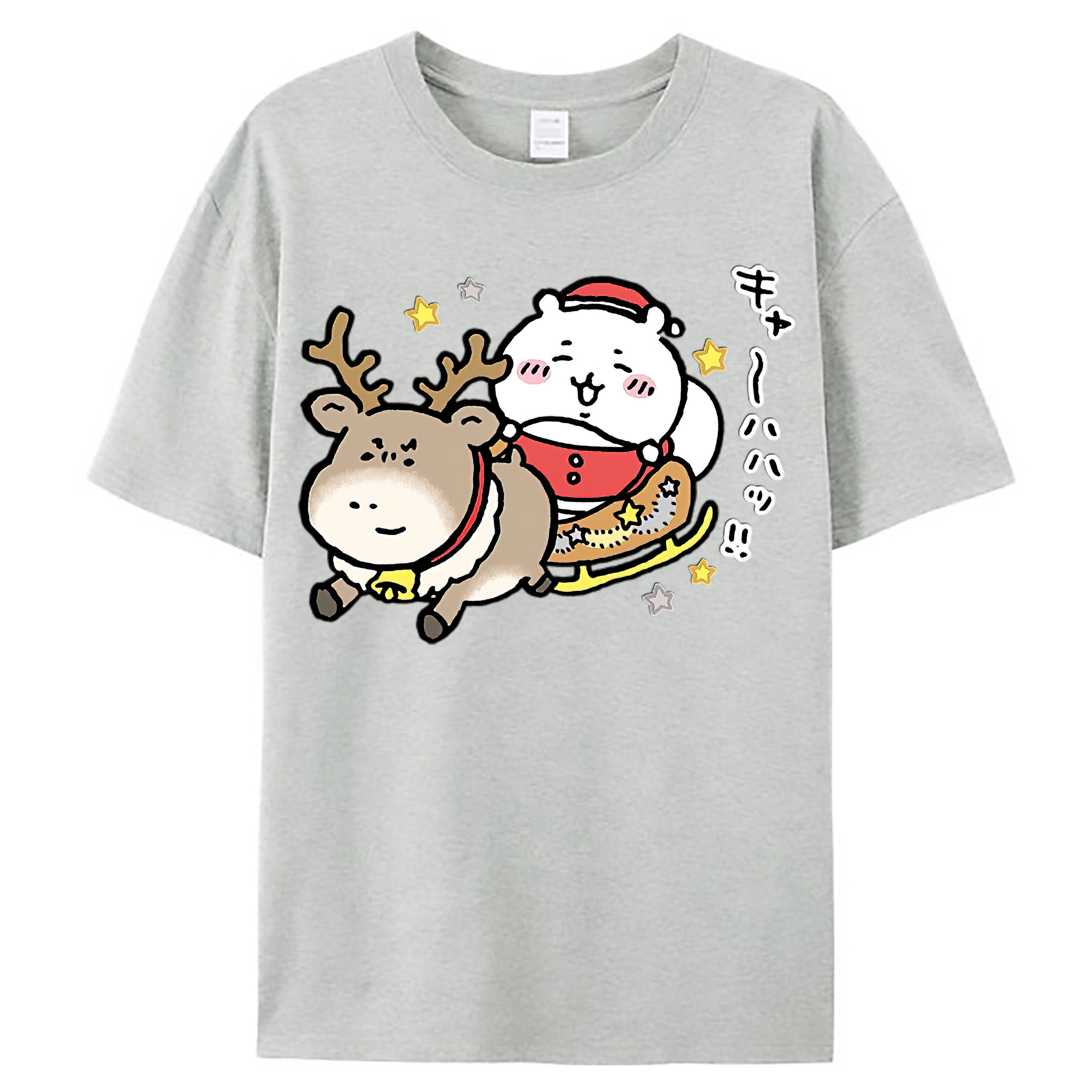 （画像用） ちいかわ ちいかわ Chii-kawa chiikawa レディースカジュアルプリントTシャツ（綿100％）