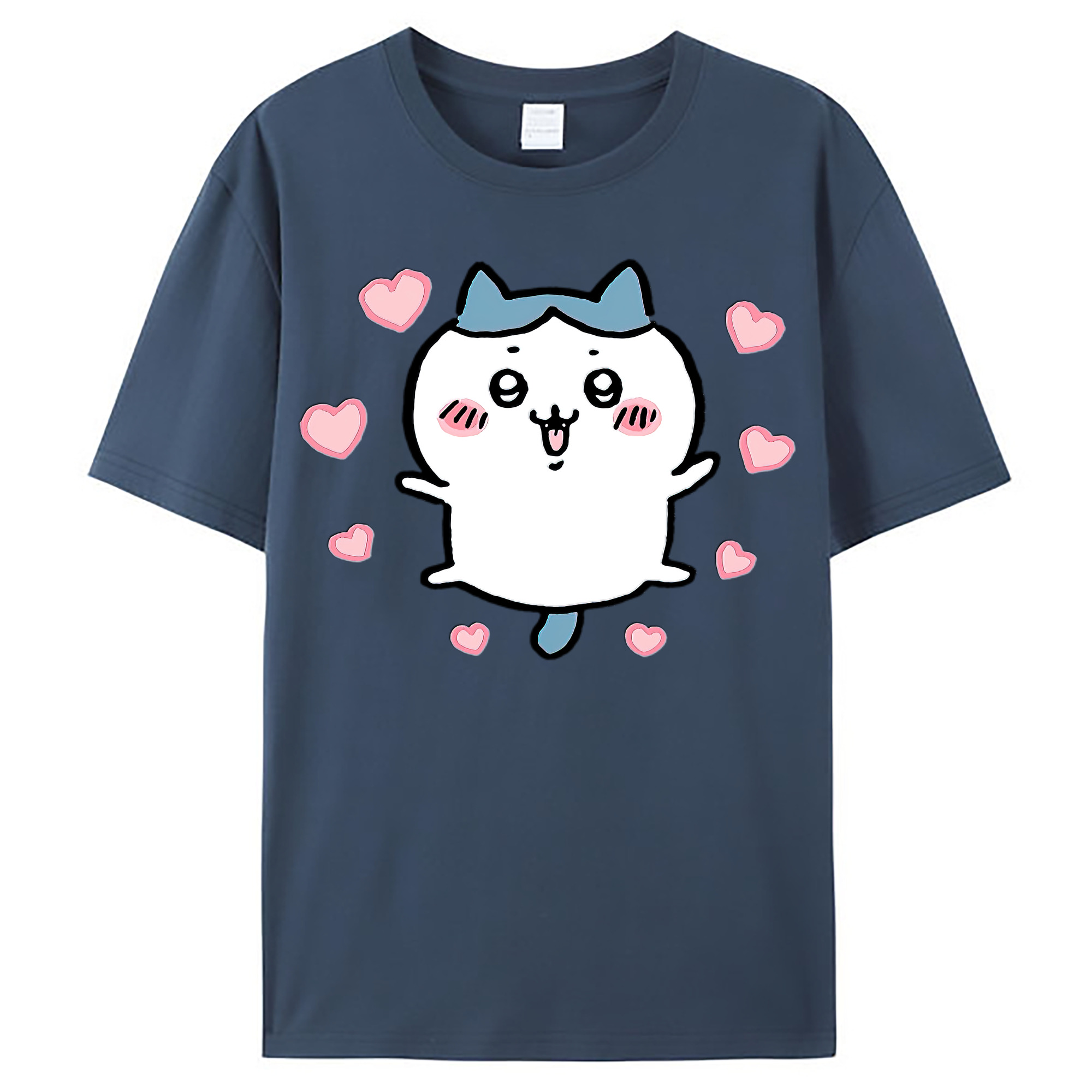 （画像用） ちいかわ ハチワレ Chii-kawa hachiware レディースカジュアルプリントTシャツ（綿100％）