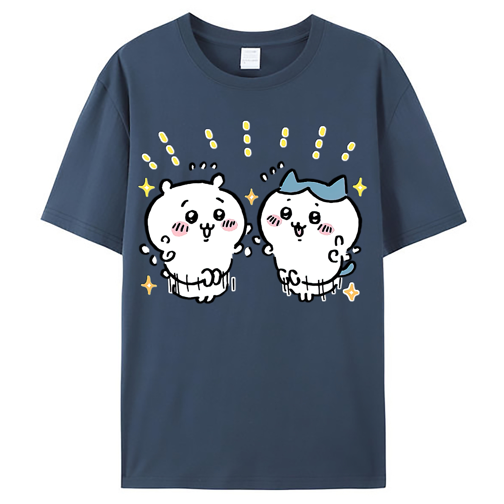 （画像用） ちいかわ ハチワレ Chii-kawa hachiware レディースカジュアルプリントTシャツ（綿100％）