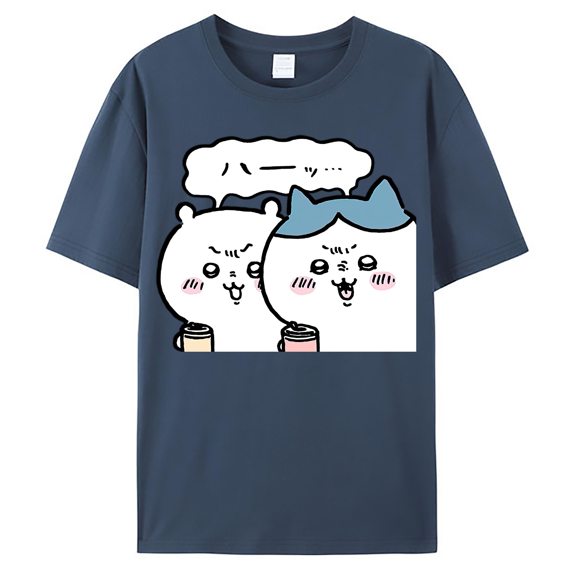（画像用） ちいかわ ハチワレ Chii-kawa hachiware レディースカジュアルプリントTシャツ（綿100％）
