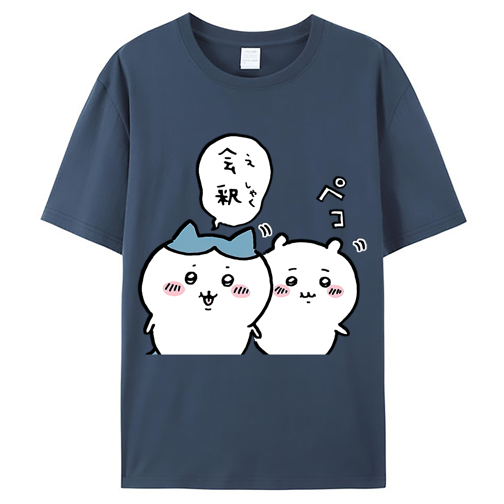 （画像用） ちいかわ ハチワレ Chii-kawa hachiware レディースカジュアルプリントTシャツ（綿100％）