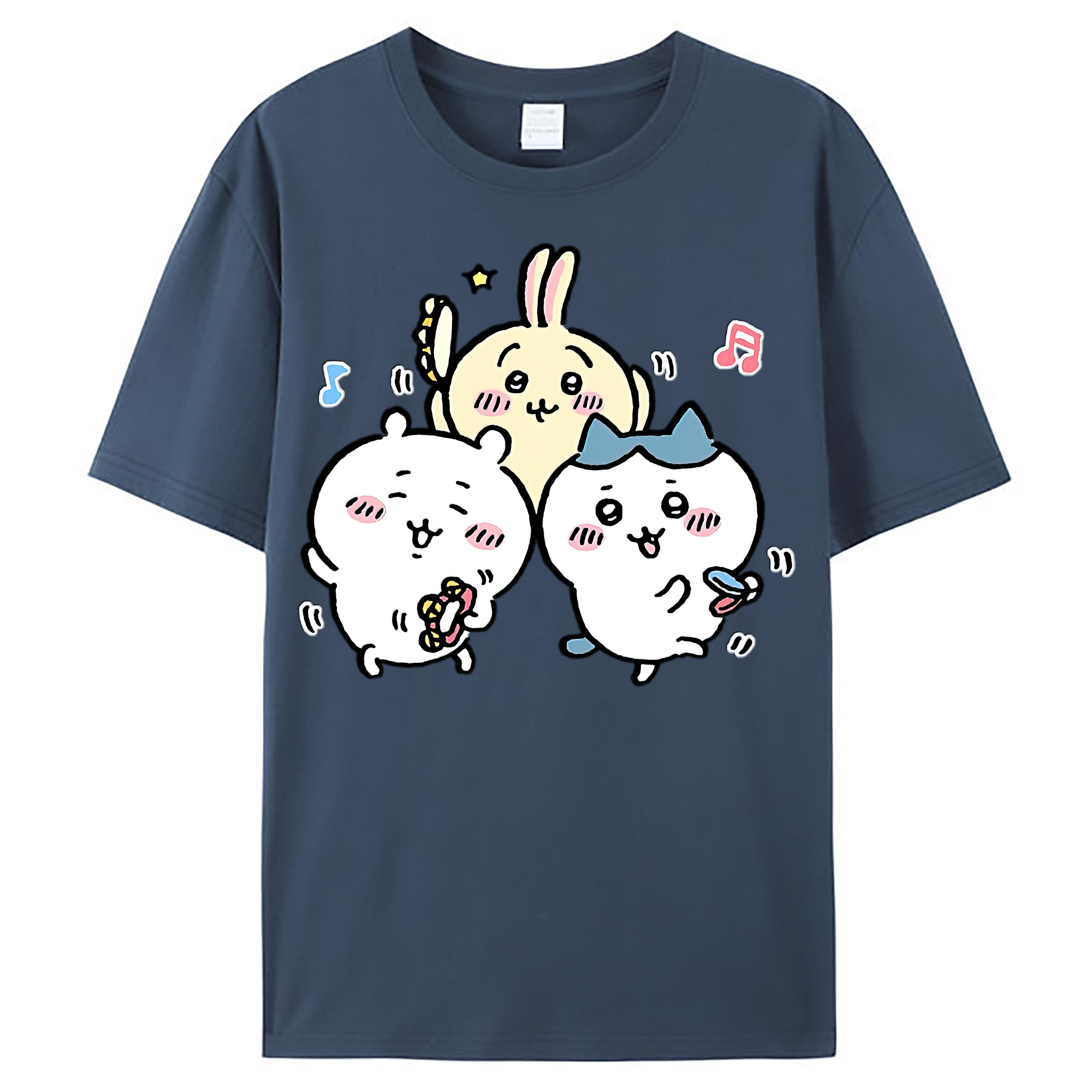 （画像用） ちいかわ ハチワレ Chii-kawa hachiware レディースカジュアルプリントTシャツ（綿100％）