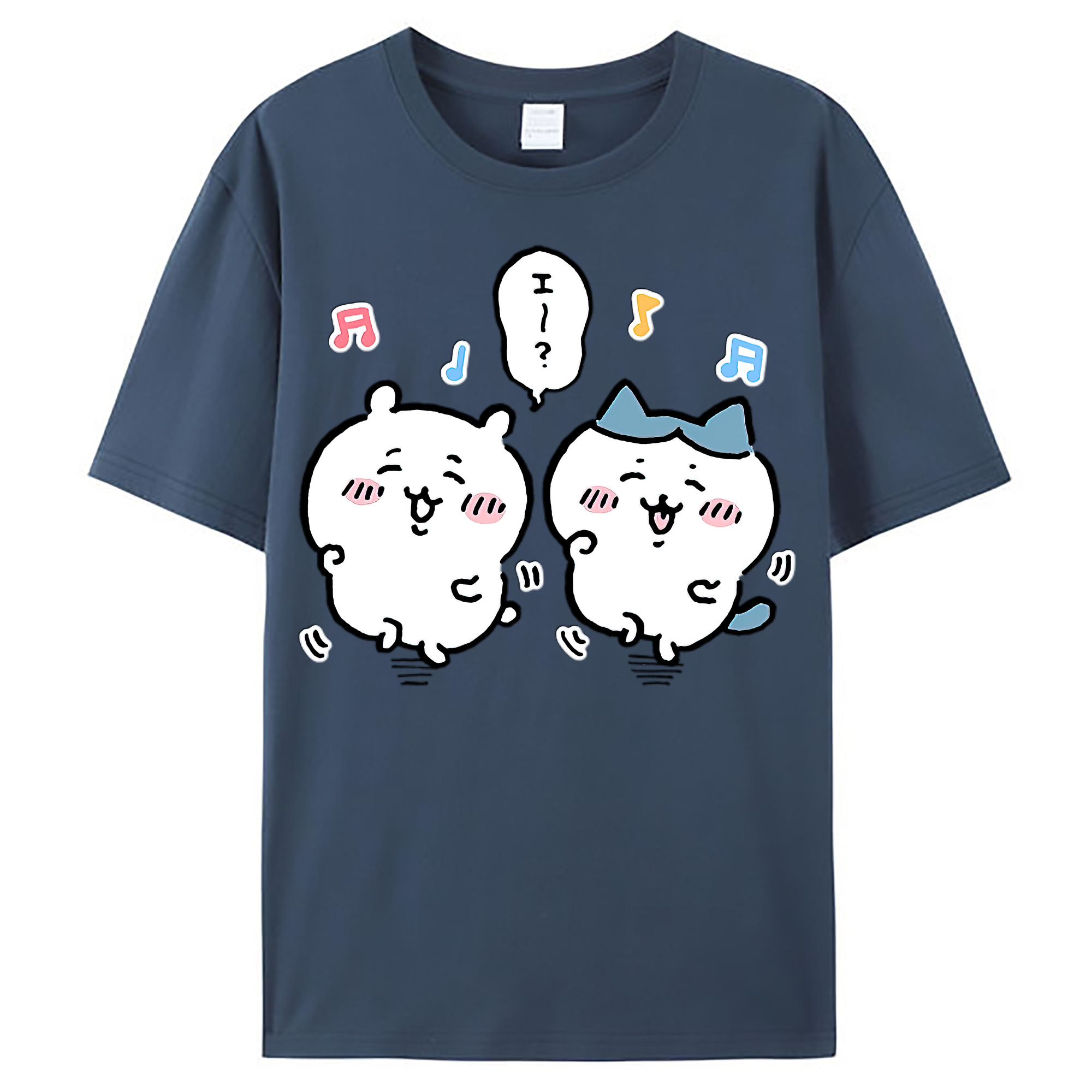 （画像用） ちいかわ ハチワレ Chii-kawa hachiware レディースカジュアルプリントTシャツ（綿100％）