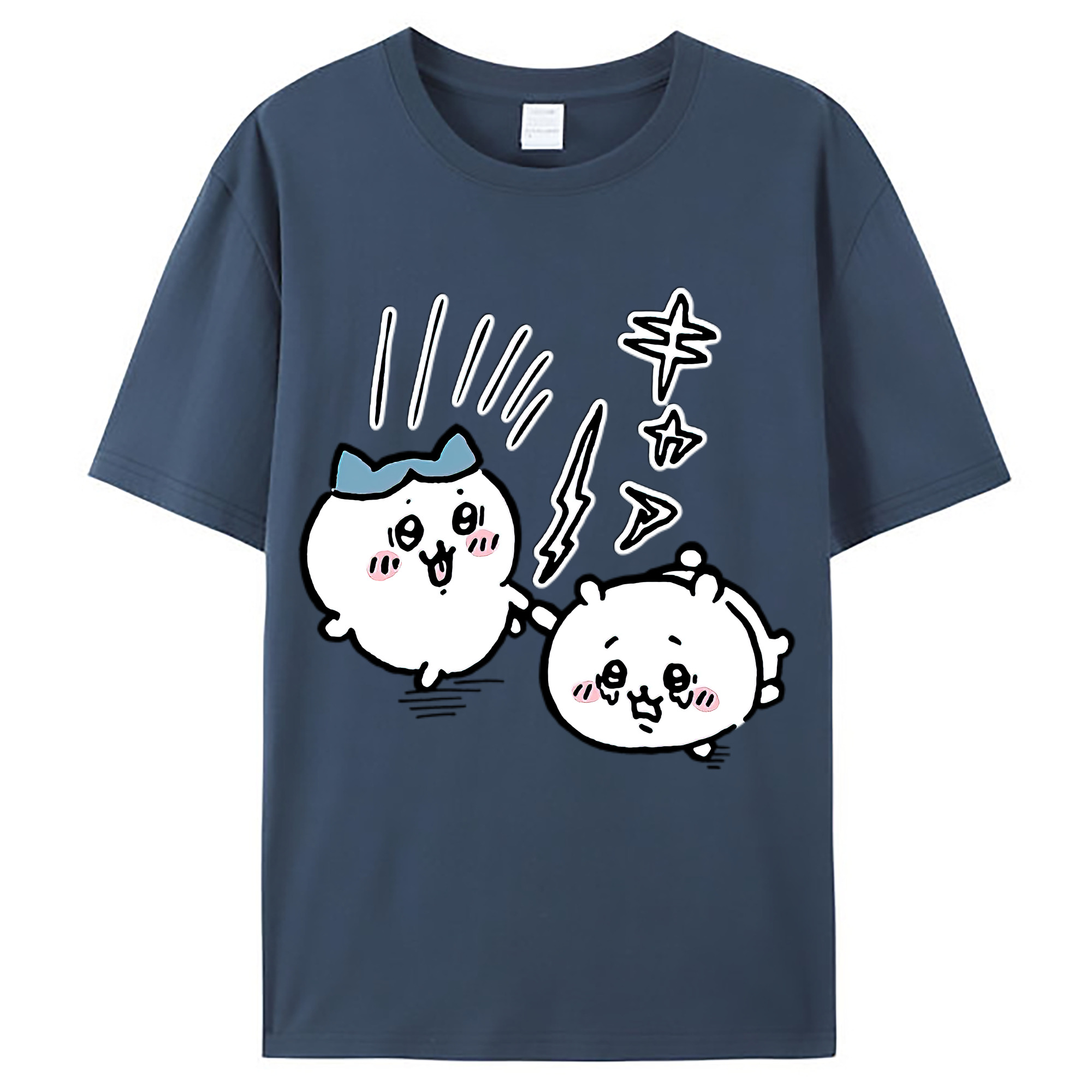 （画像用） ちいかわ ハチワレ Chii-kawa hachiware レディースカジュアルプリントTシャツ（綿100％）