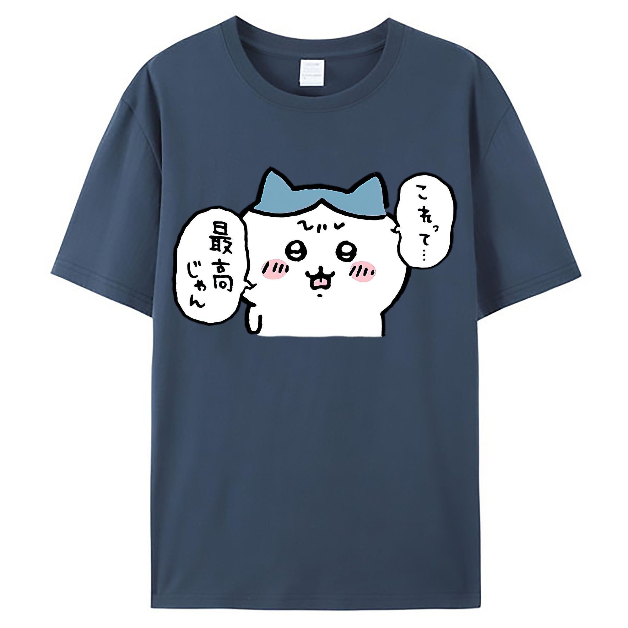 （画像用） ちいかわ ハチワレ Chii-kawa hachiware レディースカジュアルプリントTシャツ（綿100％）