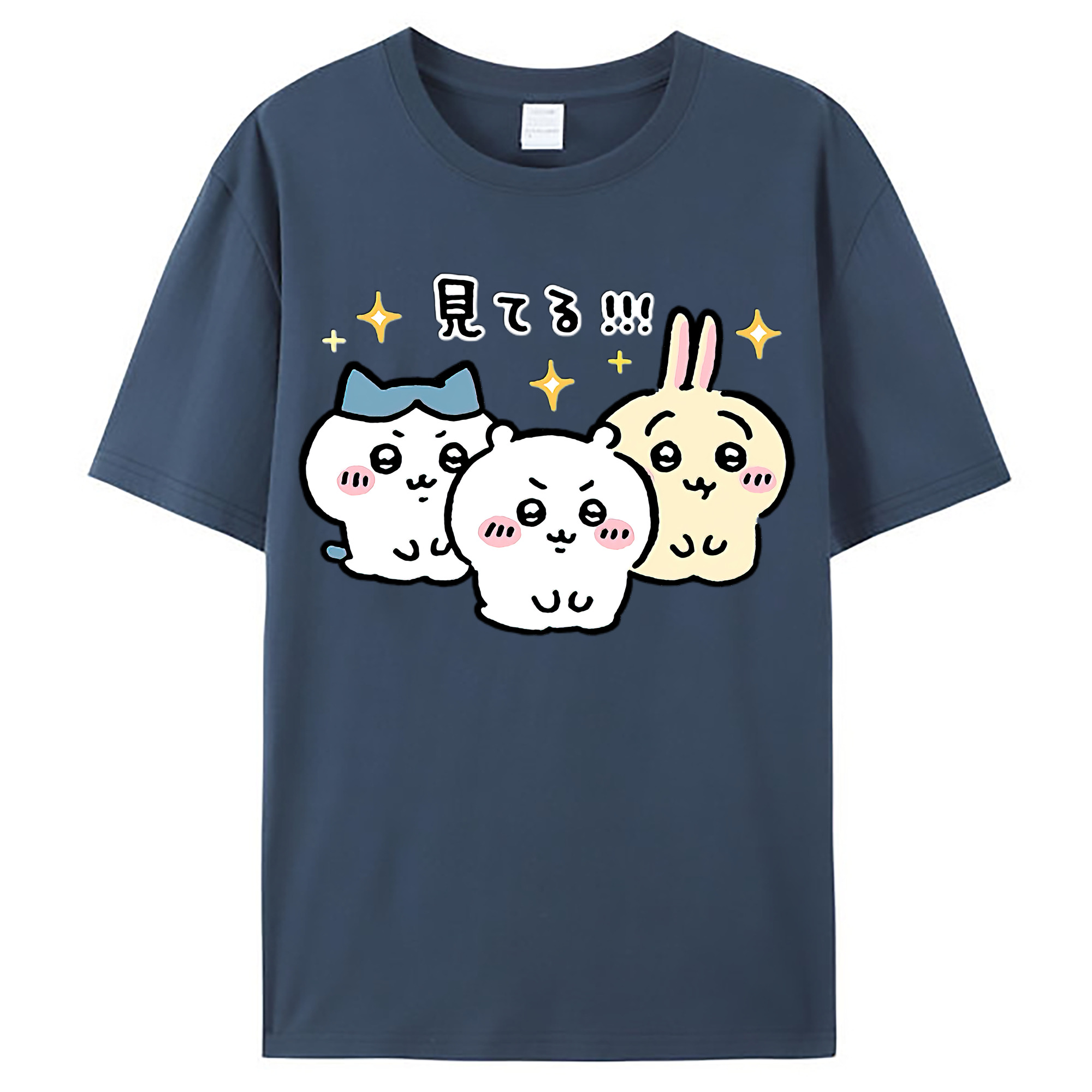 （画像用） ちいかわ ハチワレ Chii-kawa hachiware レディースカジュアルプリントTシャツ（綿100％）