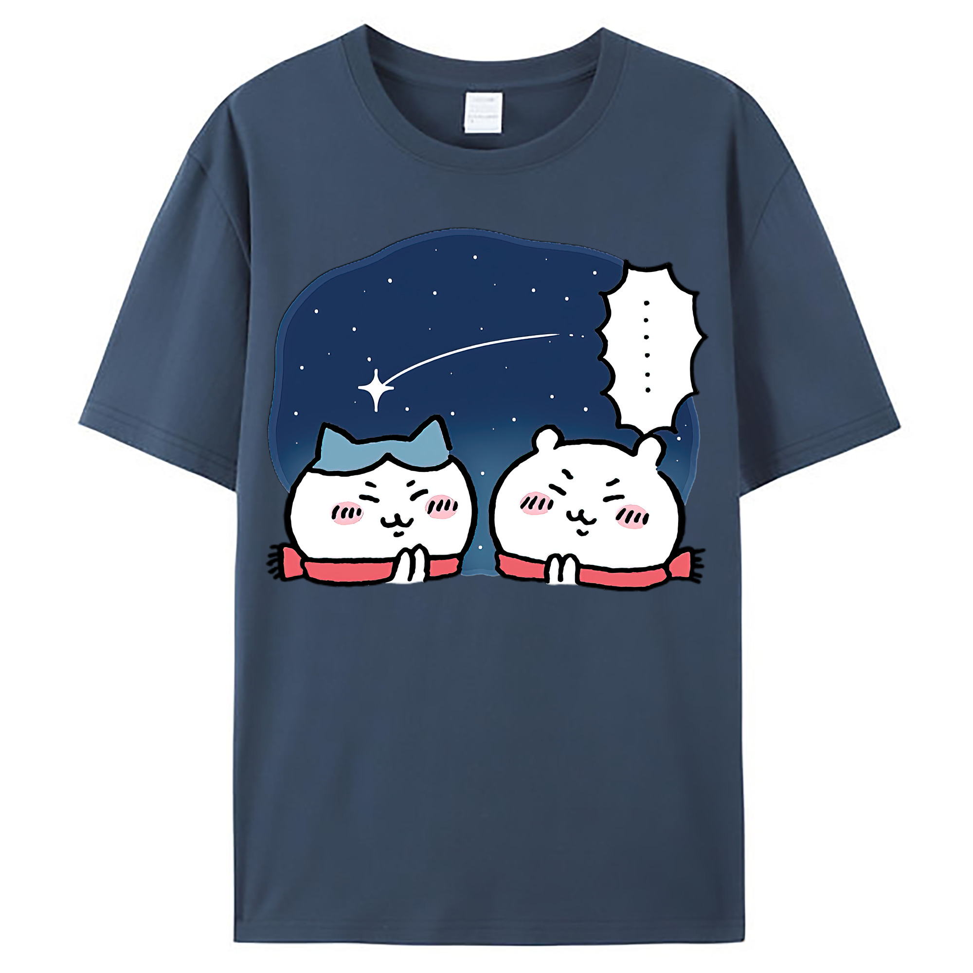 （画像用） ちいかわ ハチワレ Chii-kawa hachiware レディースカジュアルプリントTシャツ（綿100％）