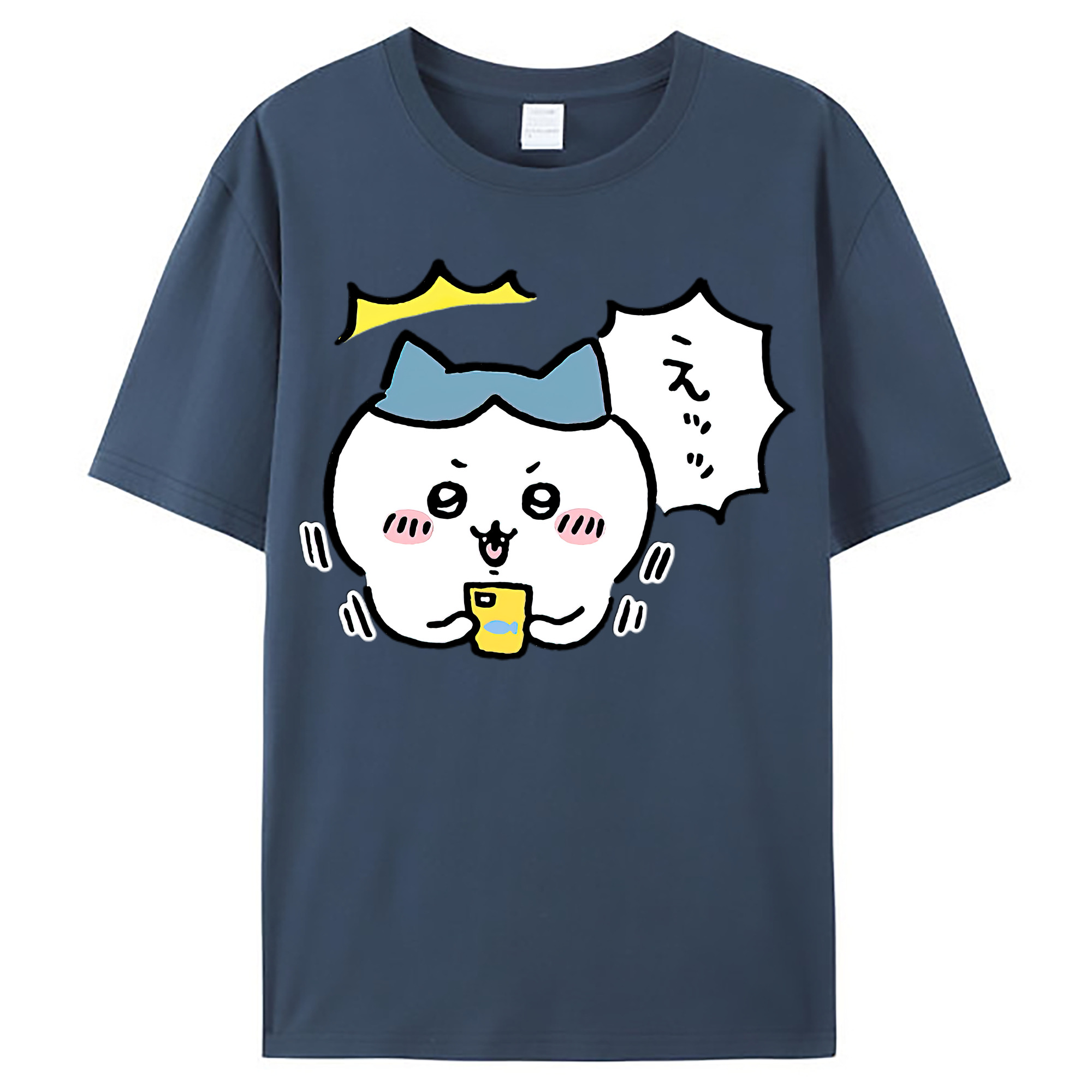 （画像用） ちいかわ ハチワレ Chii-kawa hachiware レディースカジュアルプリントTシャツ（綿100％）