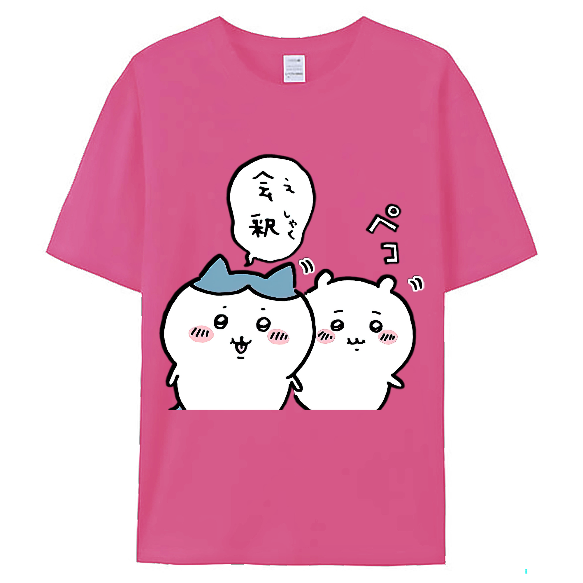 （画像用） ちいかわ ハチワレ Chii-kawa hachiware レディースカジュアルプリントTシャツ（綿100％）