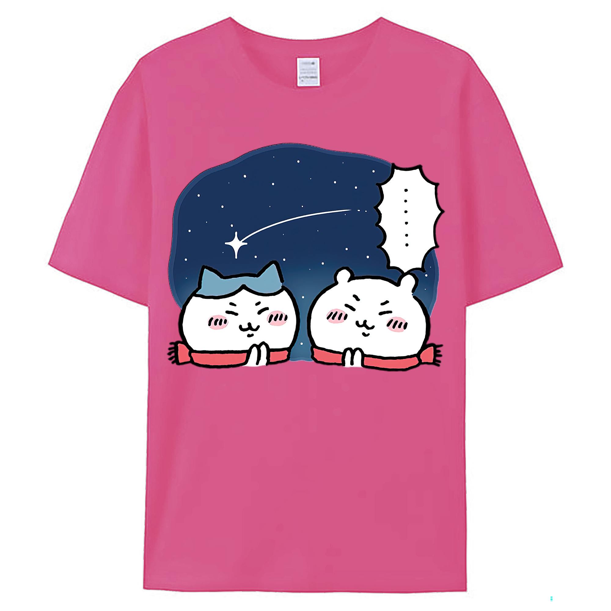 （画像用） ちいかわ ハチワレ Chii-kawa hachiware レディースカジュアルプリントTシャツ（綿100％）