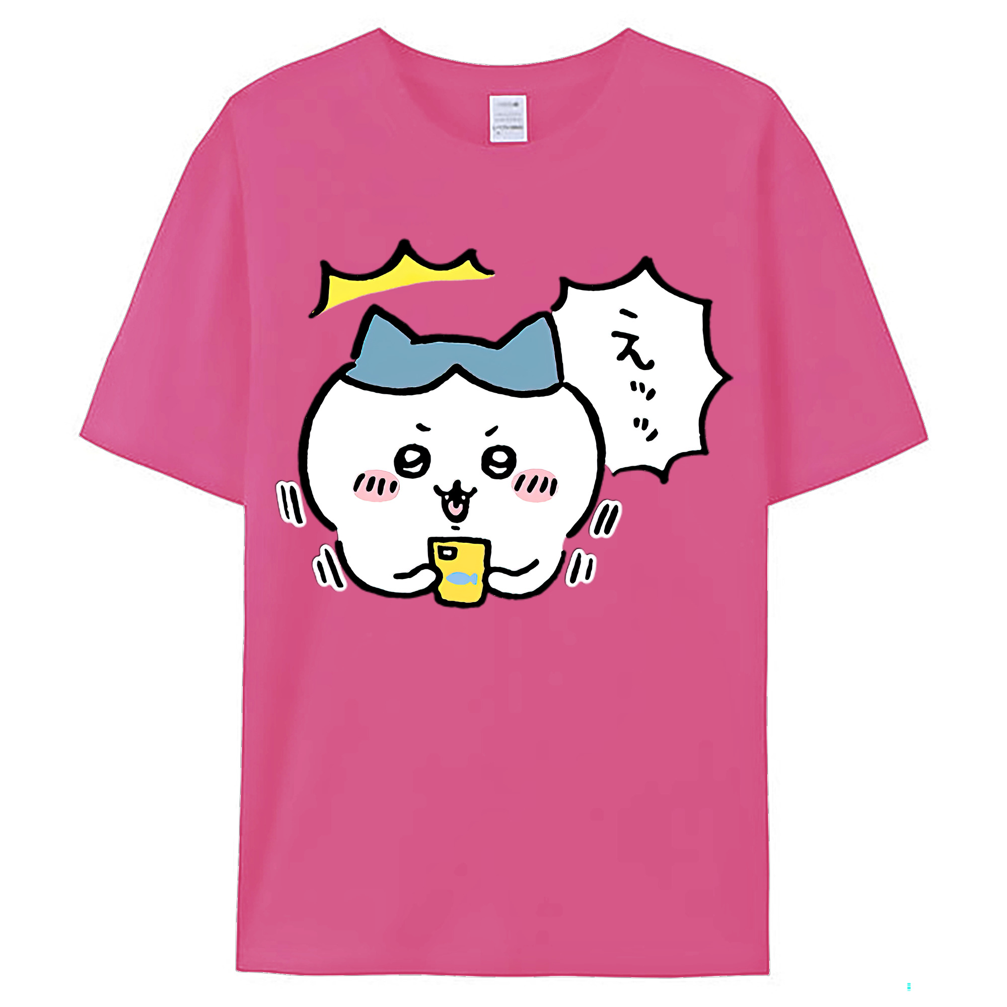 （画像用） ちいかわ ハチワレ Chii-kawa hachiware レディースカジュアルプリントTシャツ（綿100％）