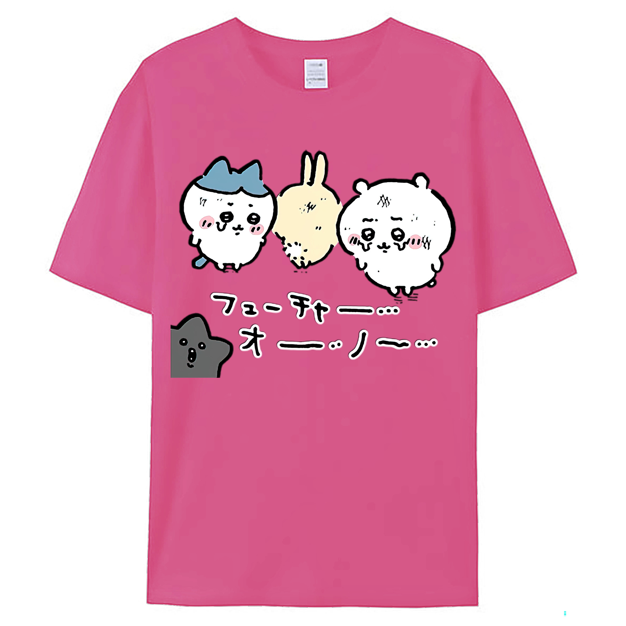 （画像用） ちいかわ ハチワレ Chii-kawa hachiware レディースカジュアルプリントTシャツ（綿100％）
