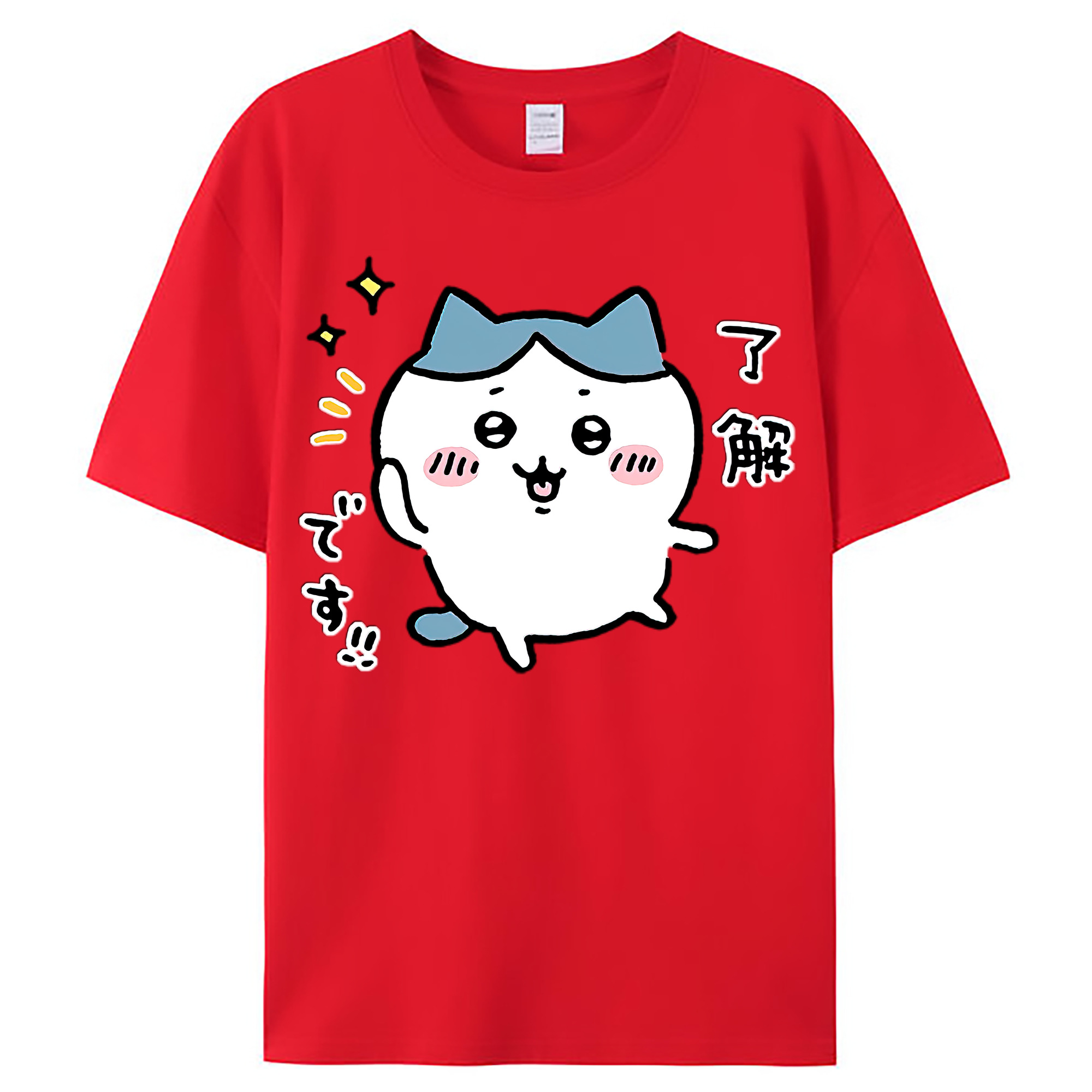 （画像用） ちいかわ ハチワレ Chii-kawa hachiware レディースカジュアルプリントTシャツ（綿100％）