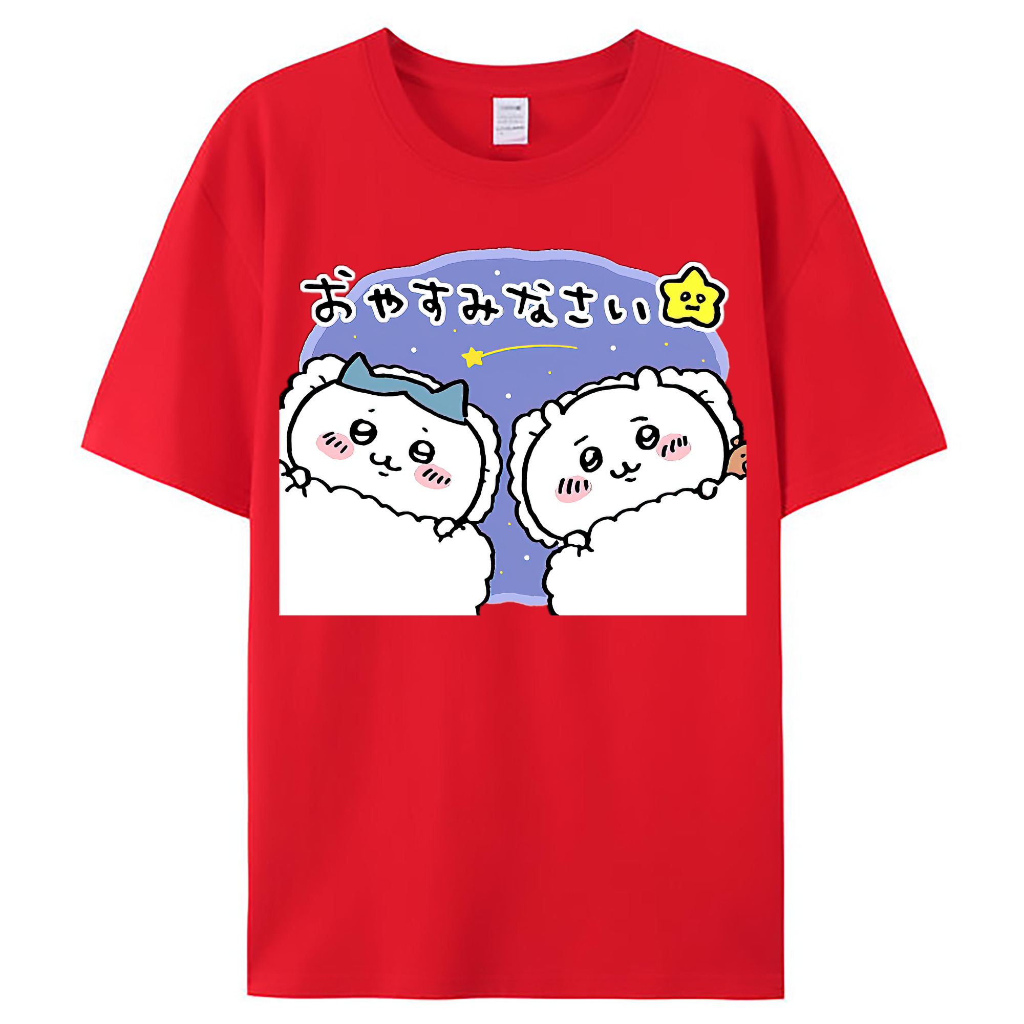 （画像用） ちいかわ ハチワレ Chii-kawa hachiware レディースカジュアルプリントTシャツ（綿100％）