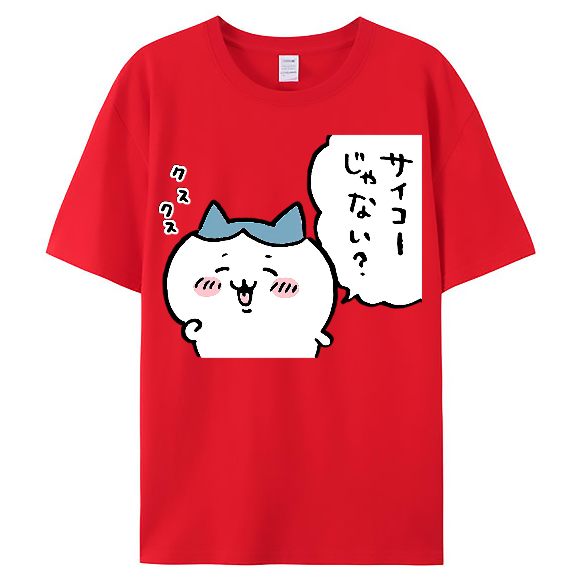 （画像用） ちいかわ ハチワレ Chii-kawa hachiware レディースカジュアルプリントTシャツ（綿100％）