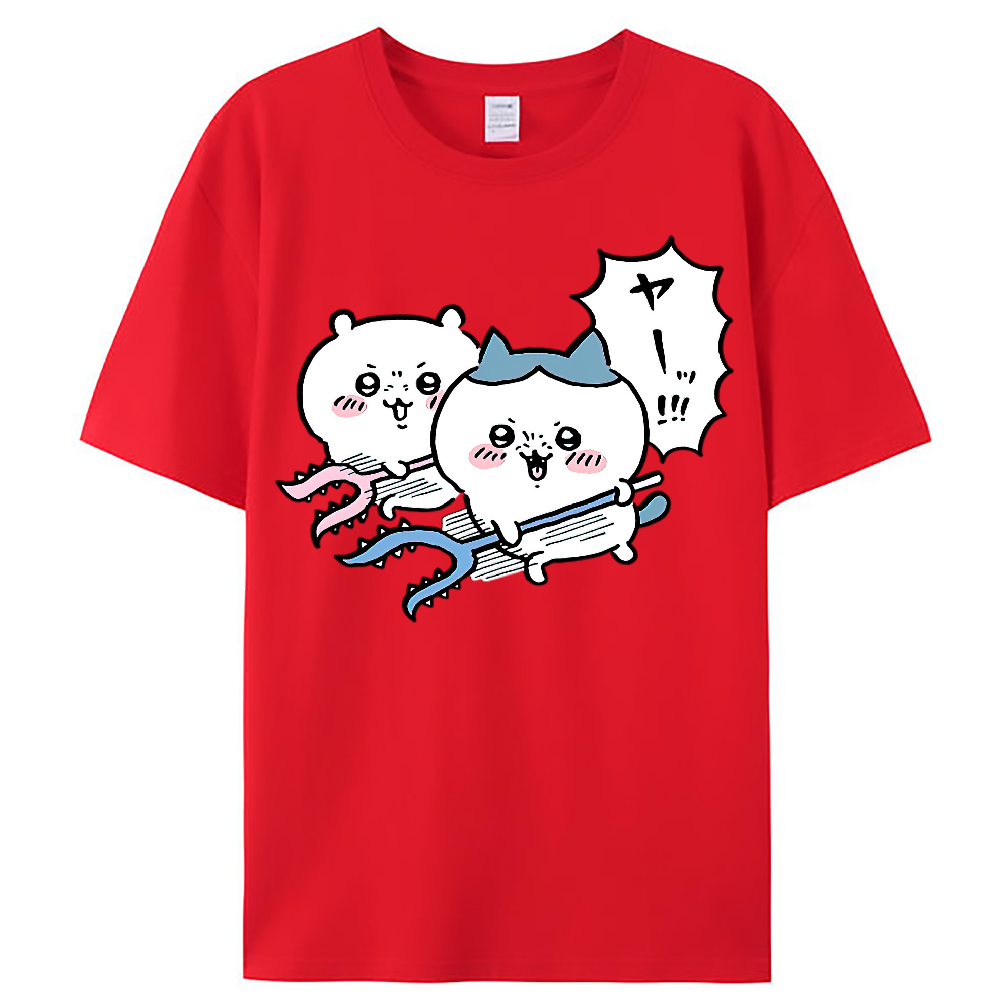 （画像用） ちいかわ ハチワレ Chii-kawa hachiware レディースカジュアルプリントTシャツ（綿100％）