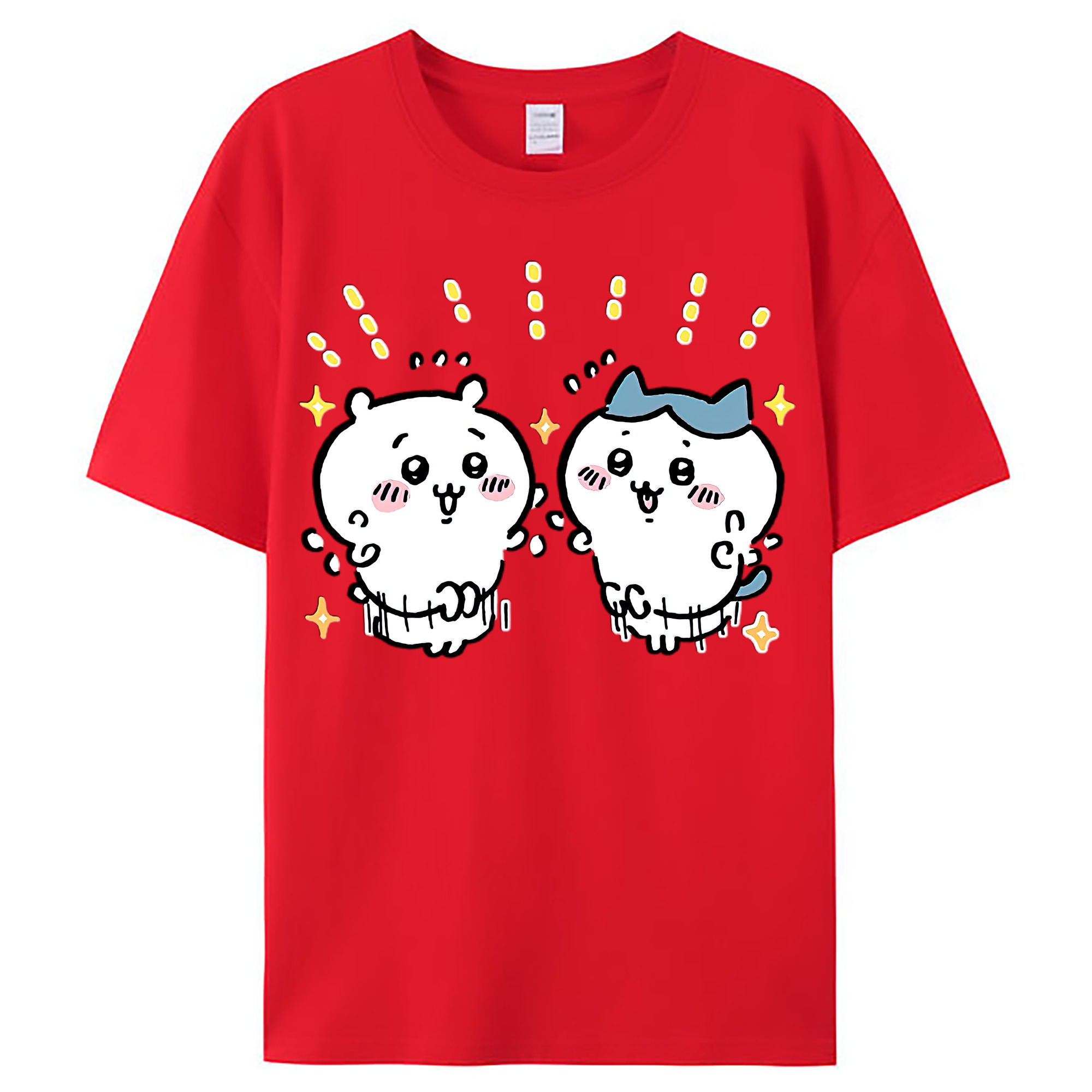 （画像用） ちいかわ ハチワレ Chii-kawa hachiware レディースカジュアルプリントTシャツ（綿100％）