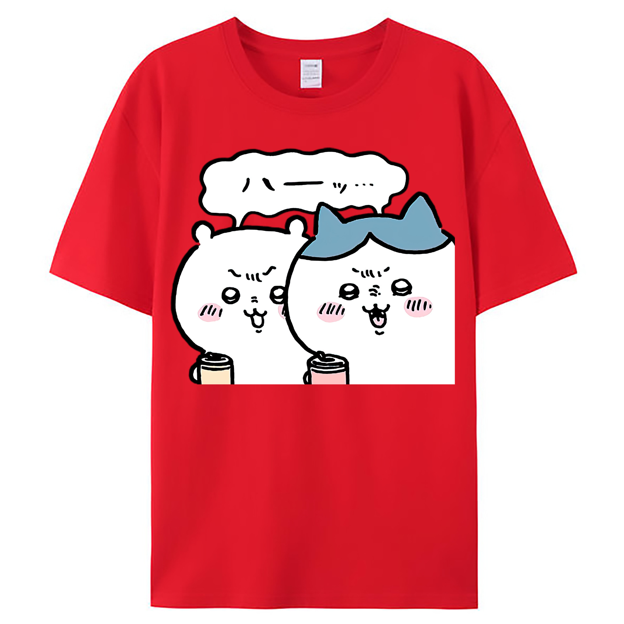 （画像用） ちいかわ ハチワレ Chii-kawa hachiware レディースカジュアルプリントTシャツ（綿100％）