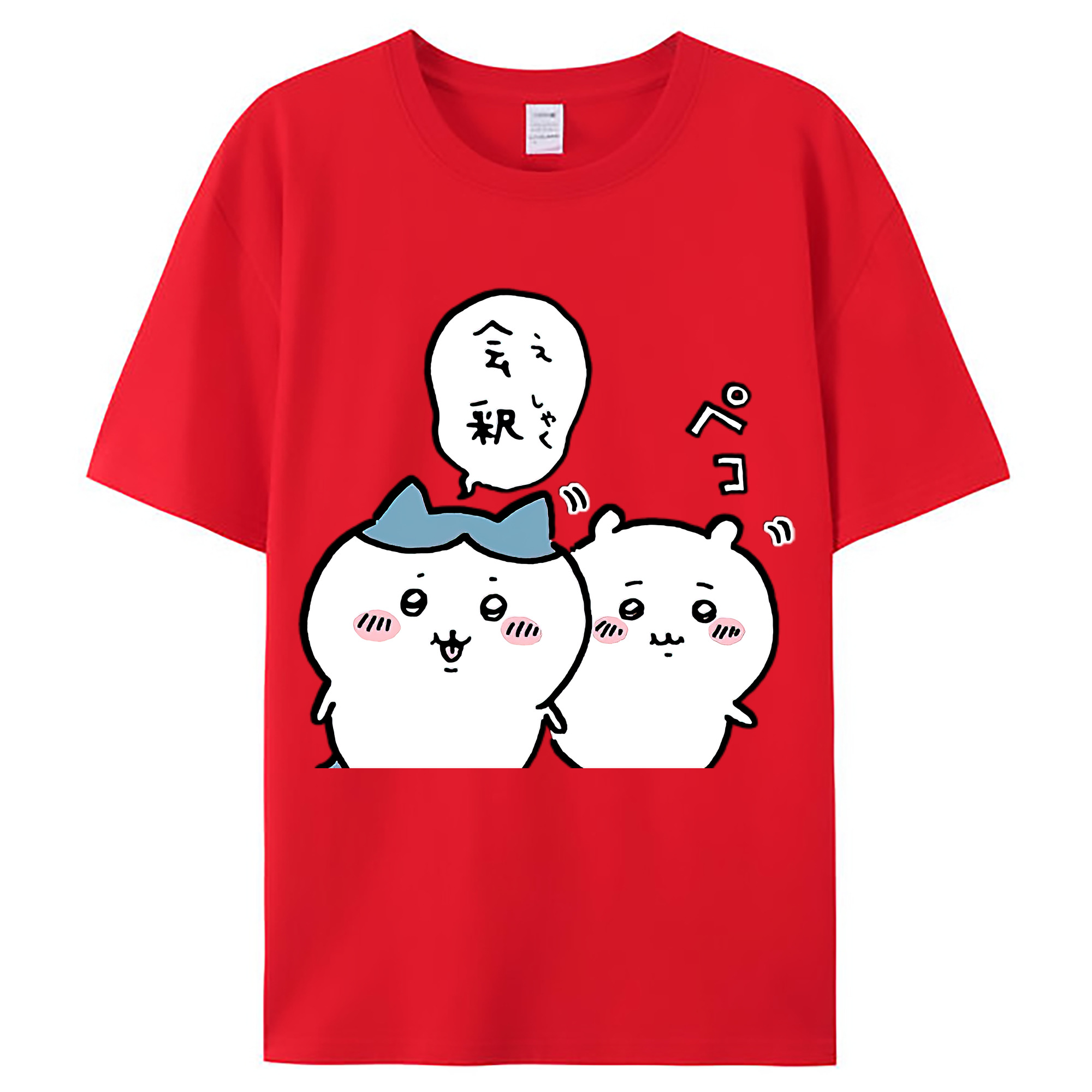 （画像用） ちいかわ ハチワレ Chii-kawa hachiware レディースカジュアルプリントTシャツ（綿100％）