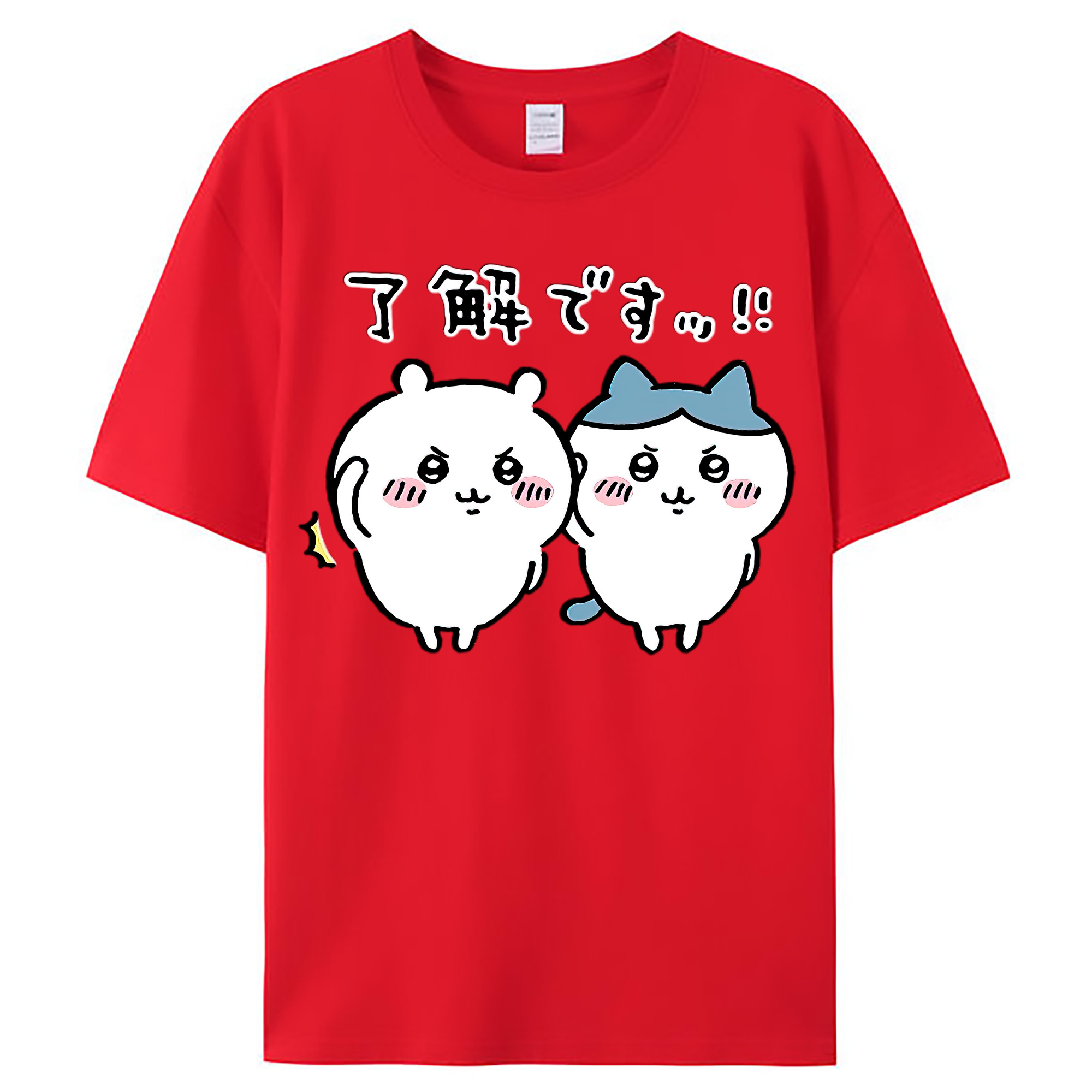 （画像用） ちいかわ ハチワレ Chii-kawa hachiware レディースカジュアルプリントTシャツ（綿100％）