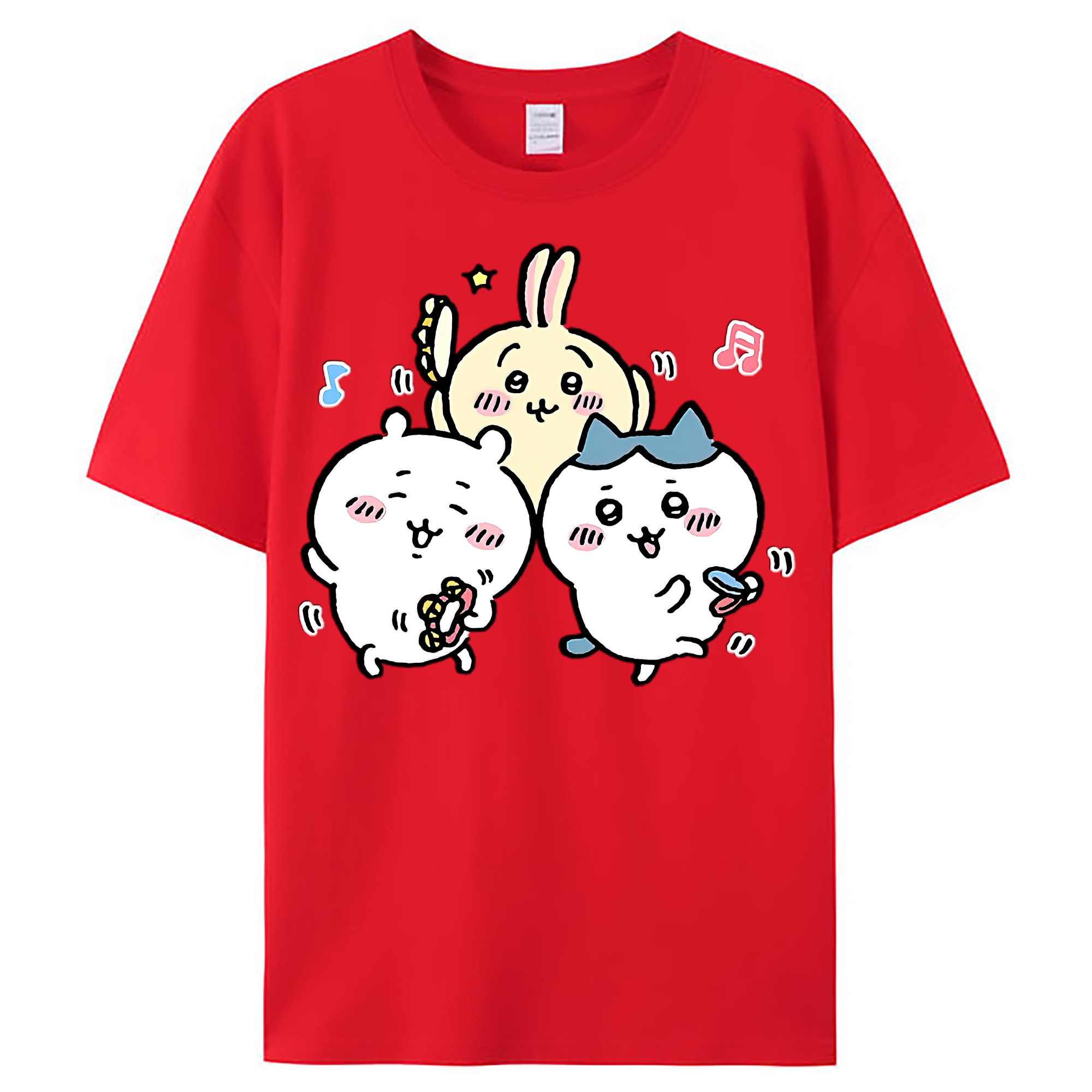 （画像用） ちいかわ ハチワレ Chii-kawa hachiware レディースカジュアルプリントTシャツ（綿100％）