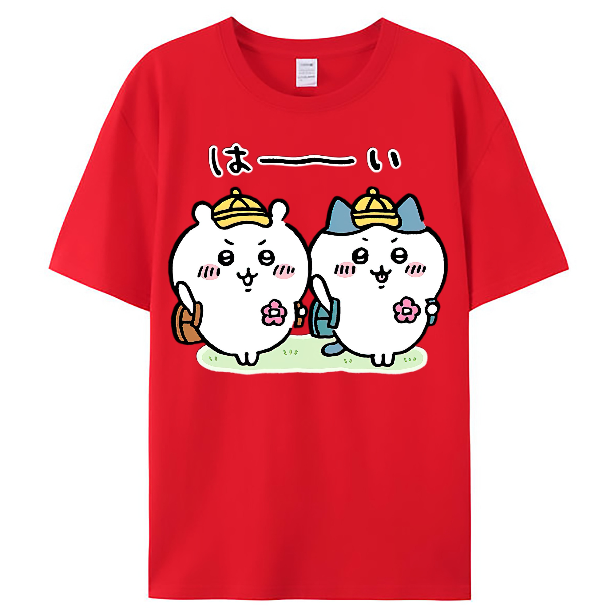 （画像用） ちいかわ ハチワレ Chii-kawa hachiware レディースカジュアルプリントTシャツ（綿100％）