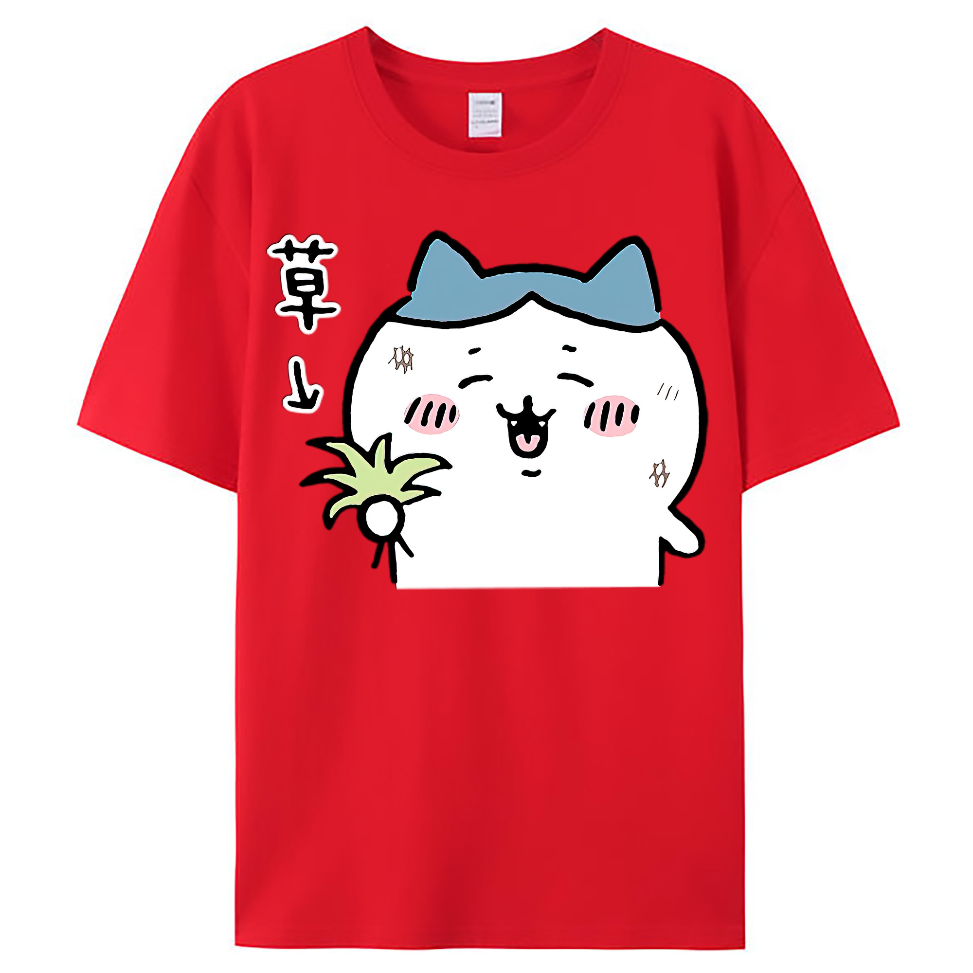 （画像用） ちいかわ ハチワレ Chii-kawa hachiware レディースカジュアルプリントTシャツ（綿100％）