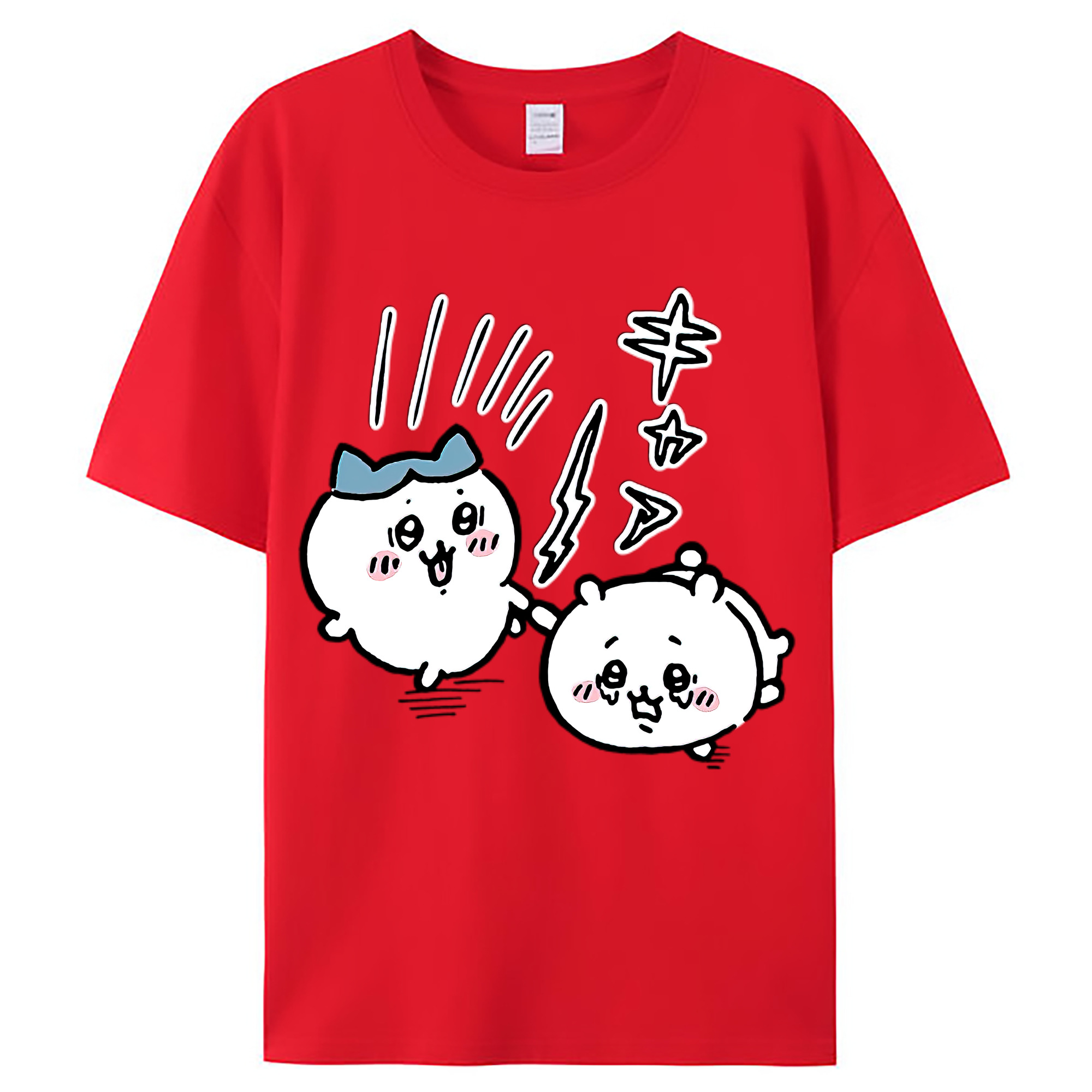 （画像用） ちいかわ ハチワレ Chii-kawa hachiware レディースカジュアルプリントTシャツ（綿100％）