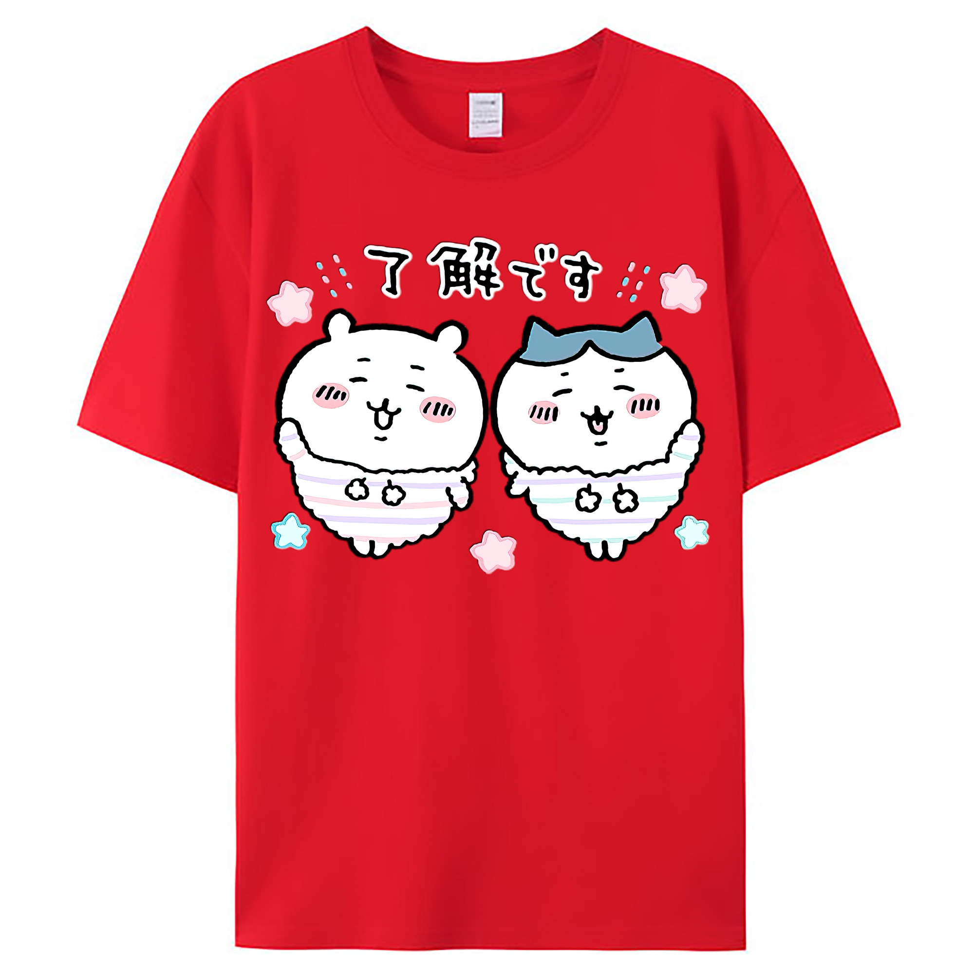 （画像用） ちいかわ ハチワレ Chii-kawa hachiware レディースカジュアルプリントTシャツ（綿100％）