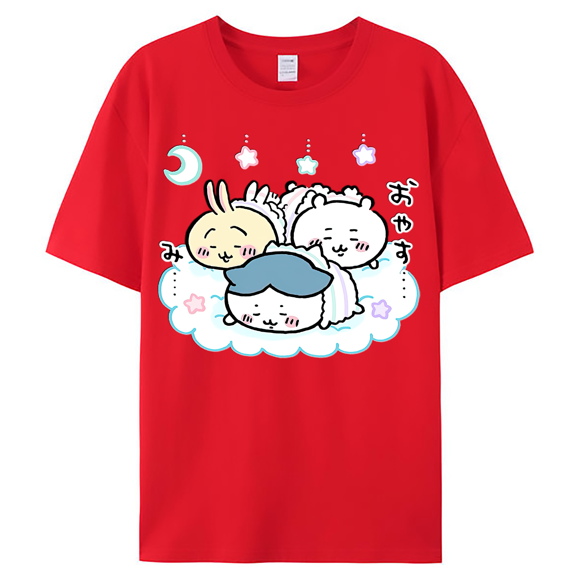 （画像用） ちいかわ ハチワレ Chii-kawa hachiware レディースカジュアルプリントTシャツ（綿100％）