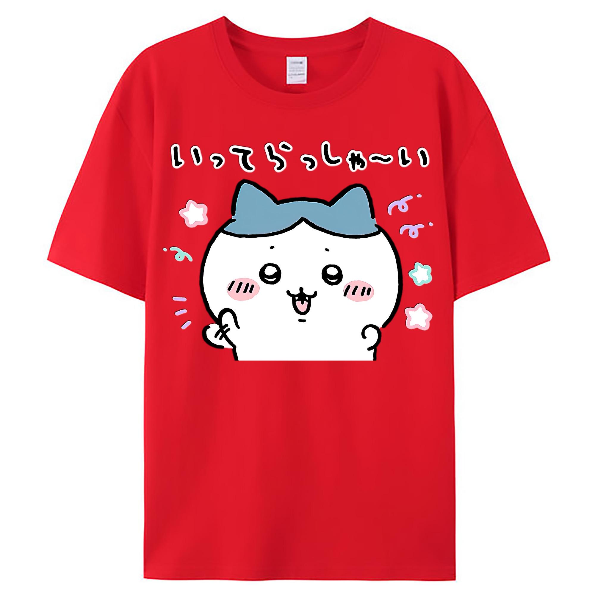 （画像用） ちいかわ ハチワレ Chii-kawa hachiware レディースカジュアルプリントTシャツ（綿100％）