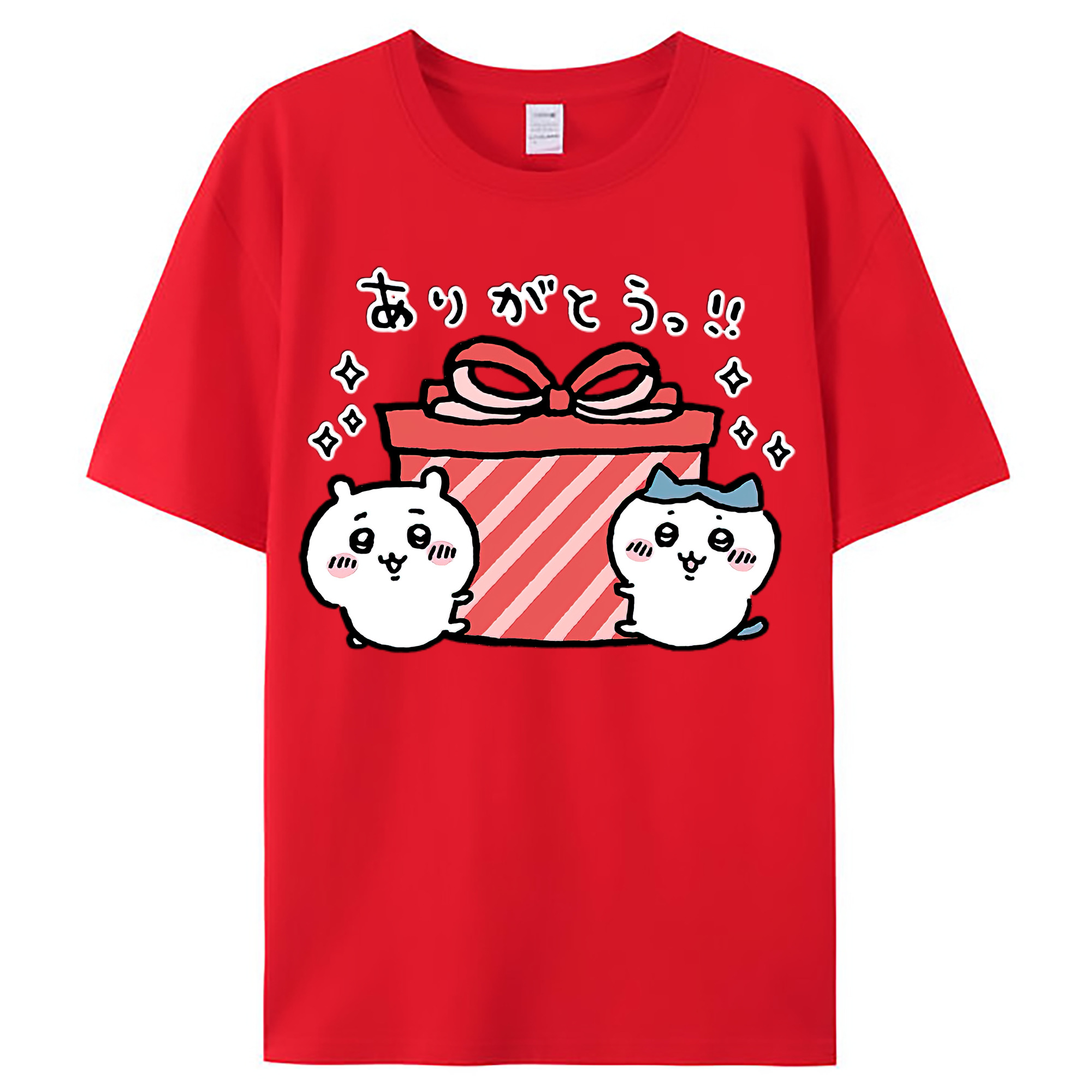 （画像用） ちいかわ ハチワレ Chii-kawa hachiware レディースカジュアルプリントTシャツ（綿100％）