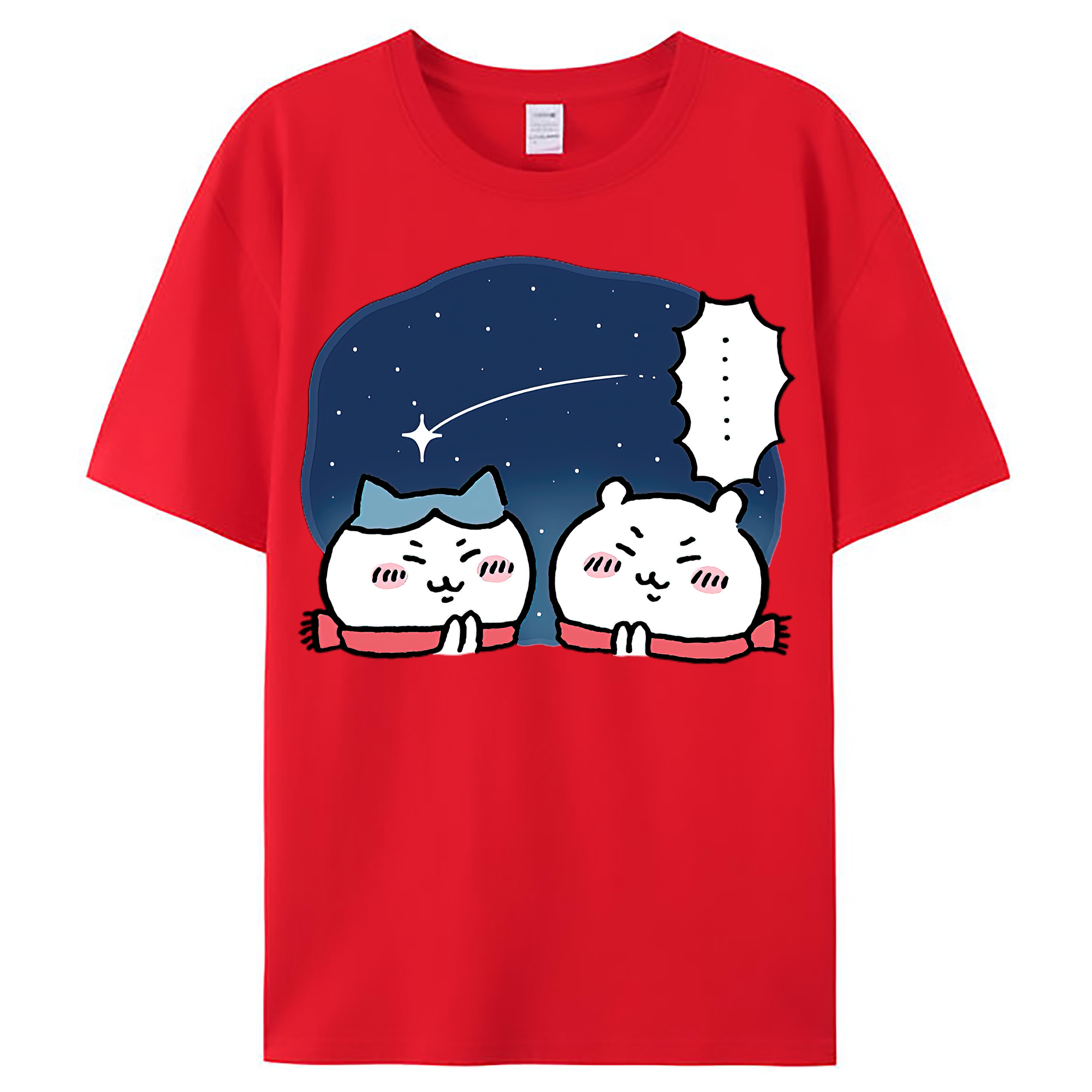 （画像用） ちいかわ ハチワレ Chii-kawa hachiware レディースカジュアルプリントTシャツ（綿100％）