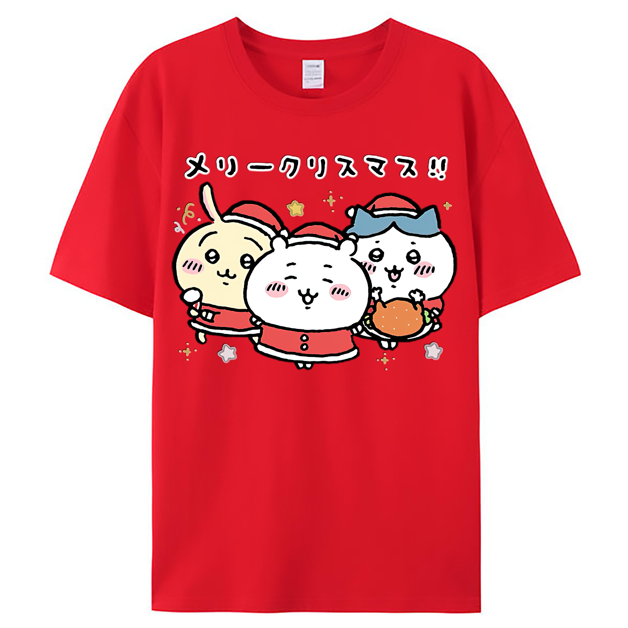 （画像用） ちいかわ ハチワレ Chii-kawa hachiware レディースカジュアルプリントTシャツ（綿100％）