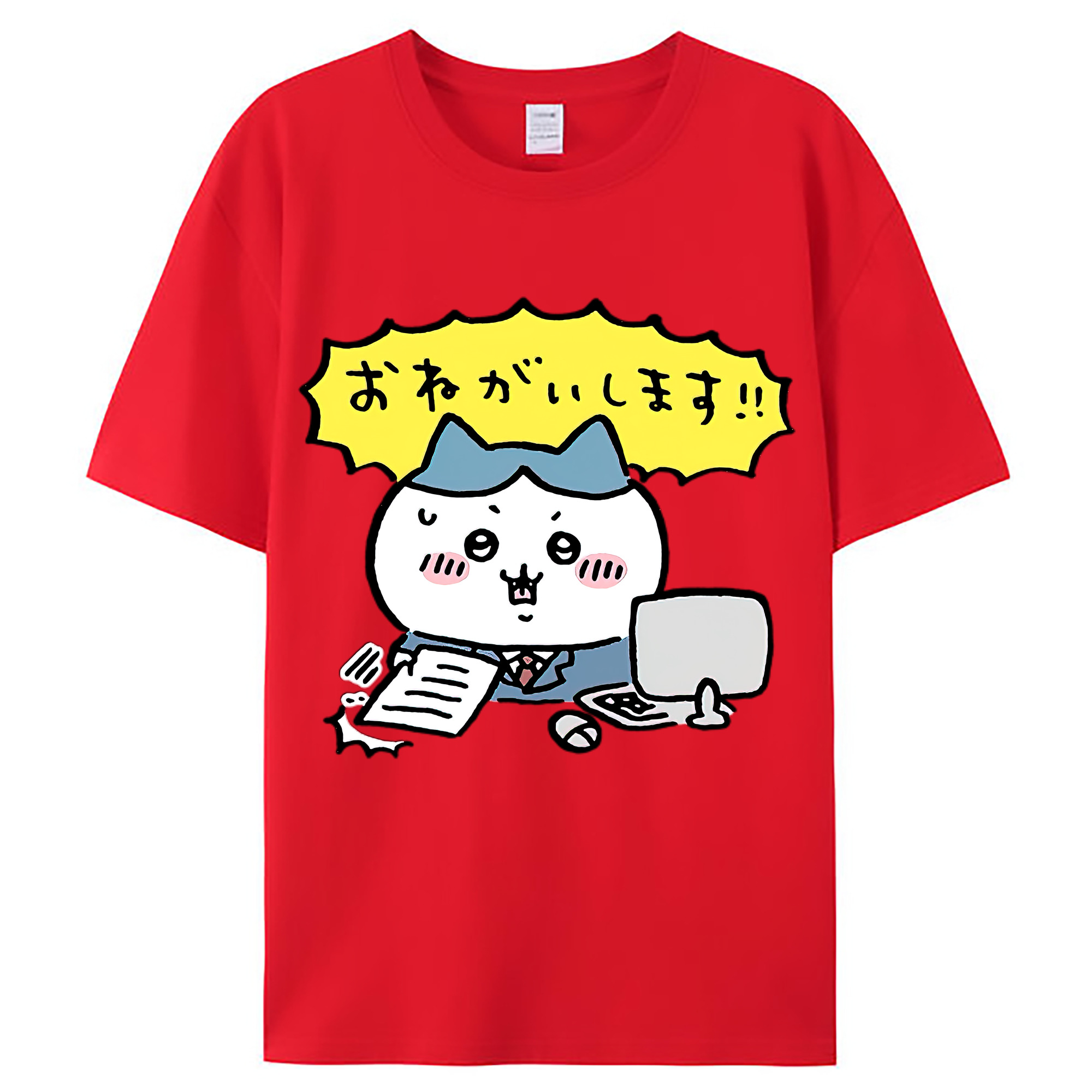 （画像用） ちいかわ ハチワレ Chii-kawa hachiware レディースカジュアルプリントTシャツ（綿100％）
