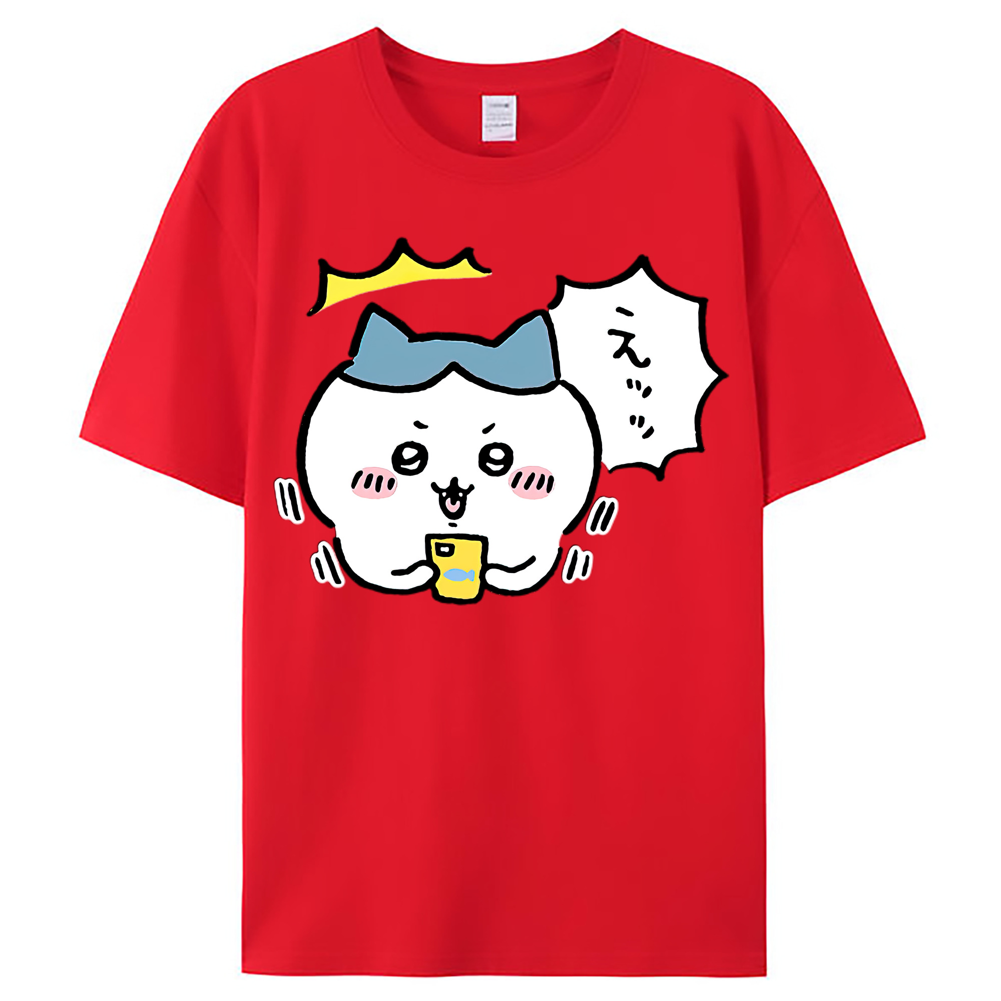 （画像用） ちいかわ ハチワレ Chii-kawa hachiware レディースカジュアルプリントTシャツ（綿100％）