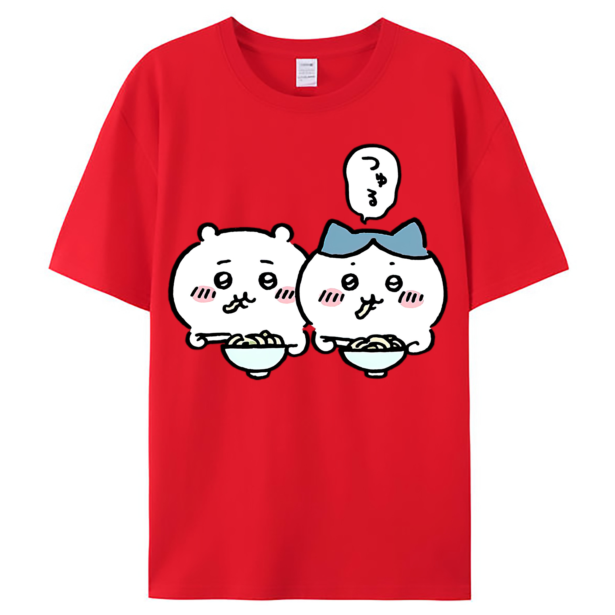 （画像用） ちいかわ ハチワレ Chii-kawa hachiware レディースカジュアルプリントTシャツ（綿100％）
