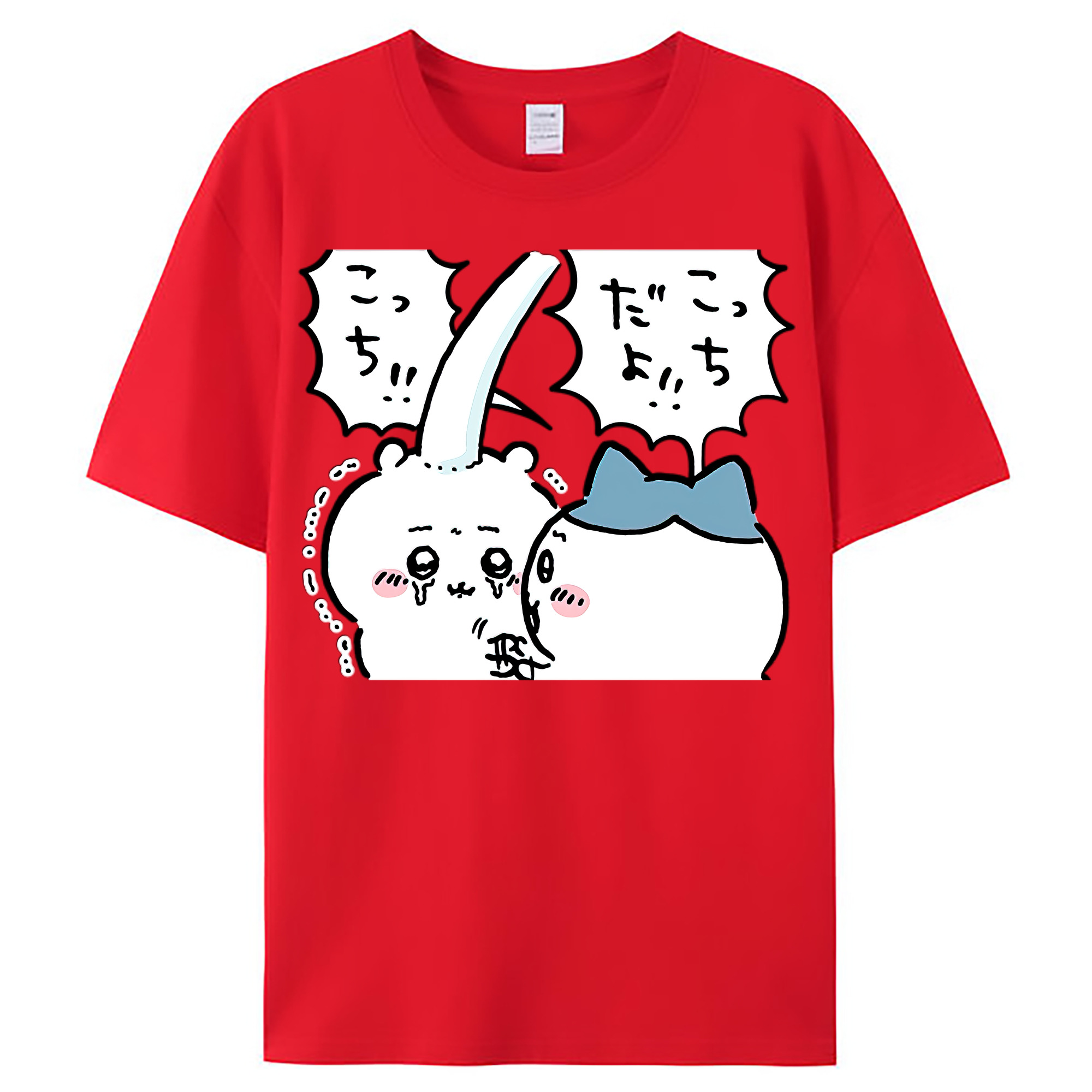（画像用） ちいかわ ハチワレ Chii-kawa hachiware レディースカジュアルプリントTシャツ（綿100％）