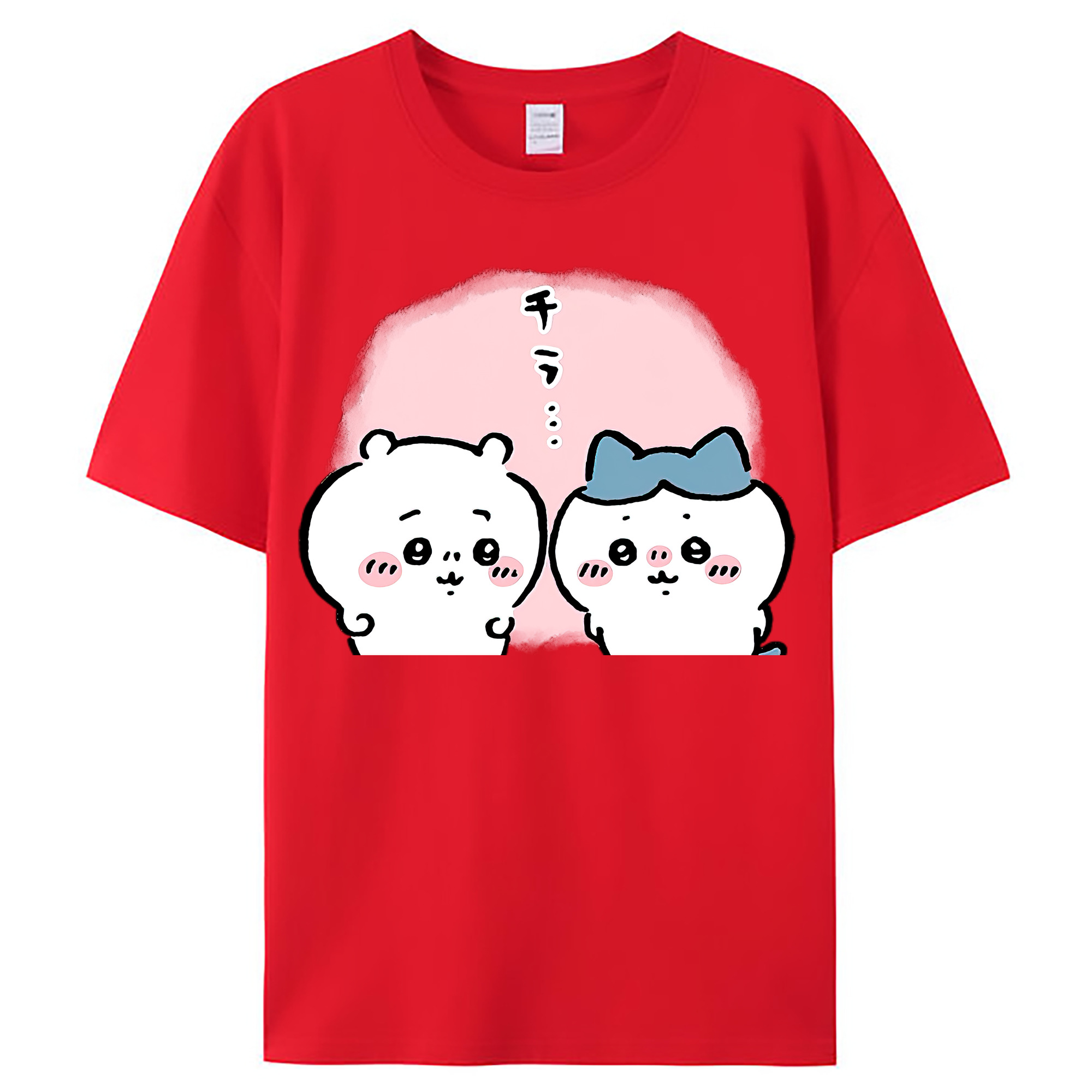 （画像用） ちいかわ ハチワレ Chii-kawa hachiware レディースカジュアルプリントTシャツ（綿100％）