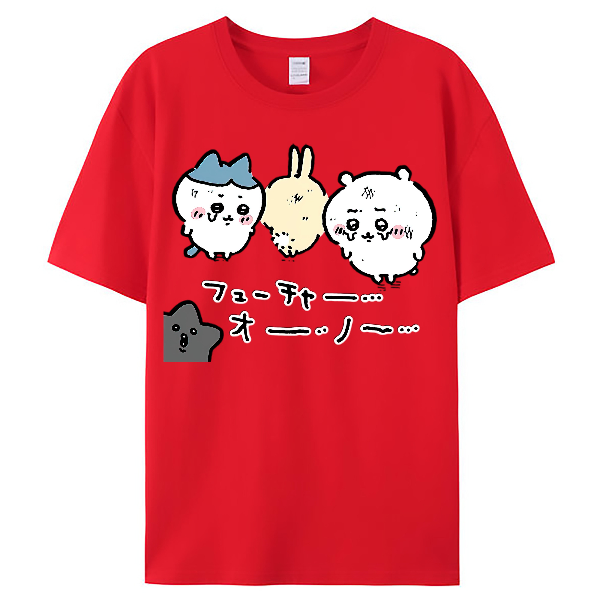 （画像用） ちいかわ ハチワレ Chii-kawa hachiware レディースカジュアルプリントTシャツ（綿100％）