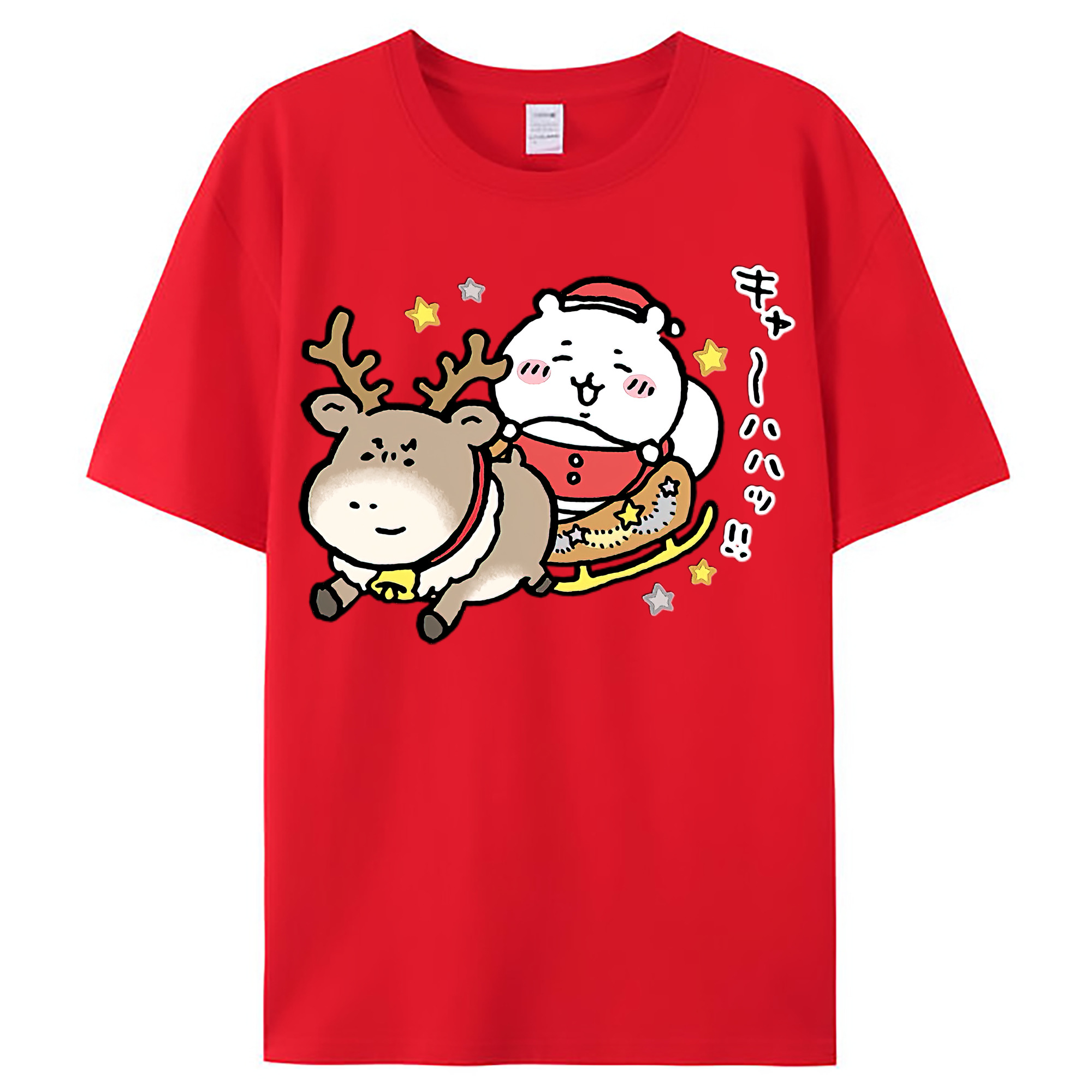 （画像用） ちいかわ ちいかわ Chii-kawa chiikawa レディースカジュアルプリントTシャツ（綿100％）