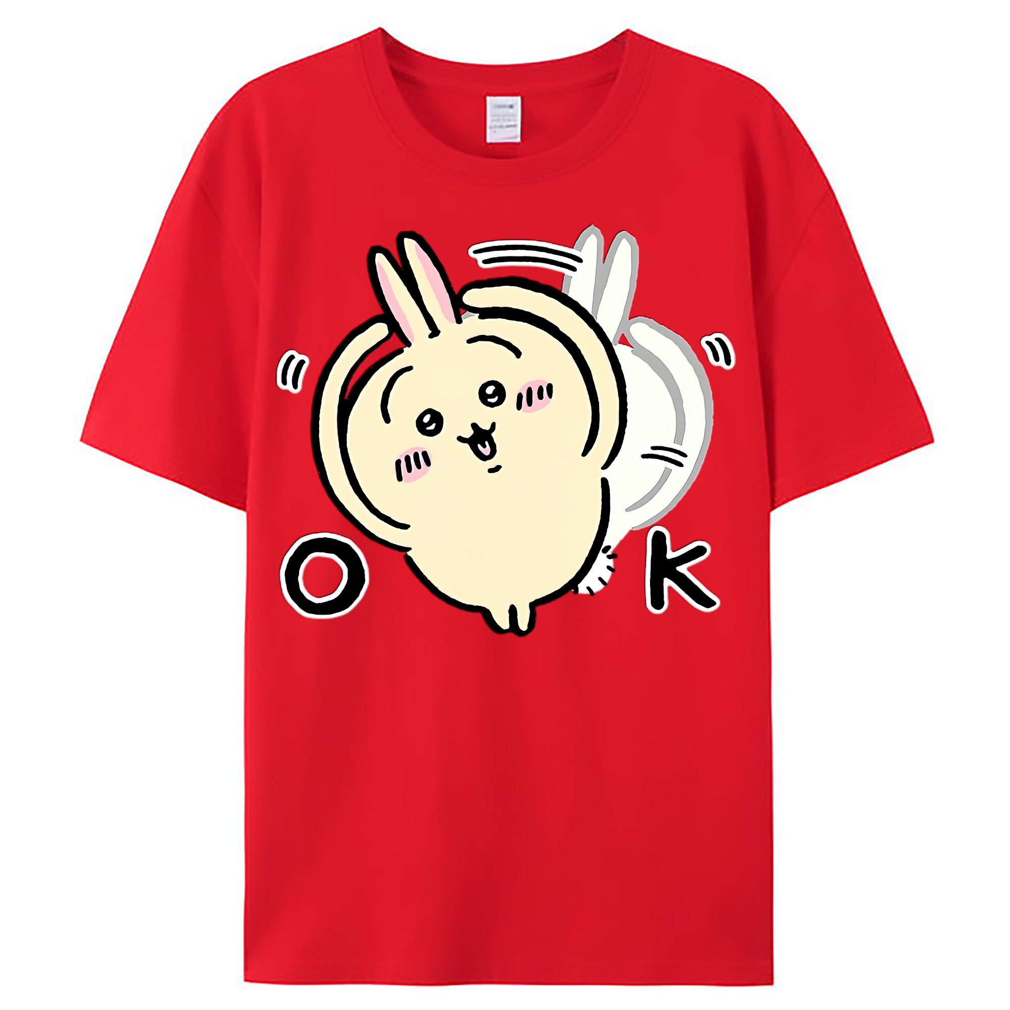 （画像用） ちいかわ うさぎ Chii-kawa usagi レディースカジュアルプリントTシャツ（綿100％）
