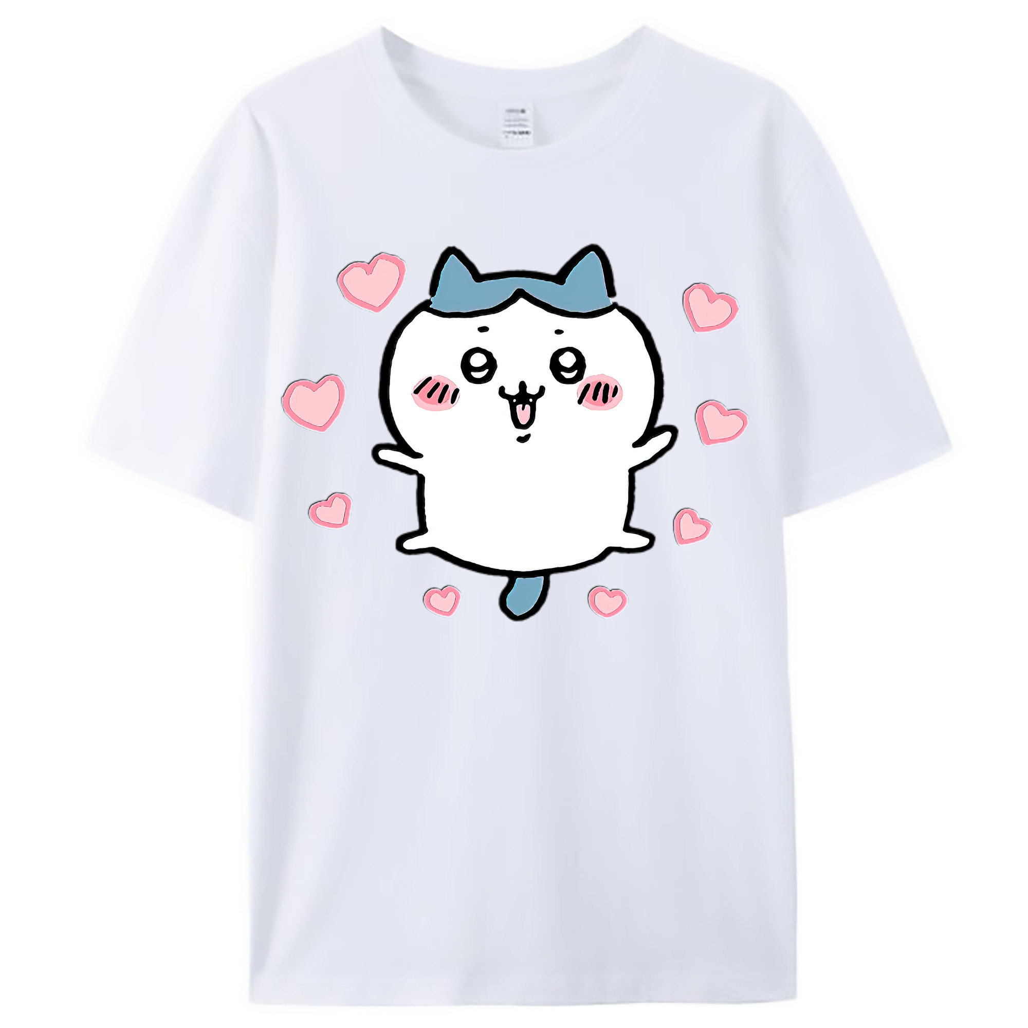 （画像用） ちいかわ ハチワレ Chii-kawa hachiware レディースカジュアルプリントTシャツ（綿100％）