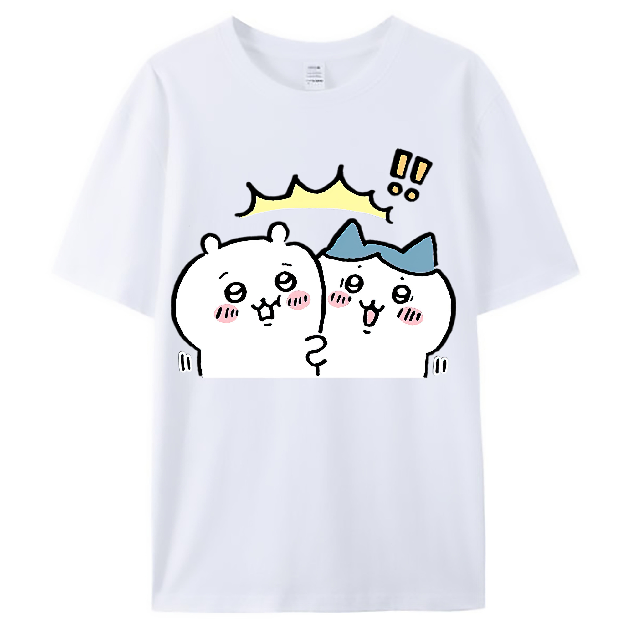 （画像用） ちいかわ ハチワレ Chii-kawa hachiware レディースカジュアルプリントTシャツ（綿100％）