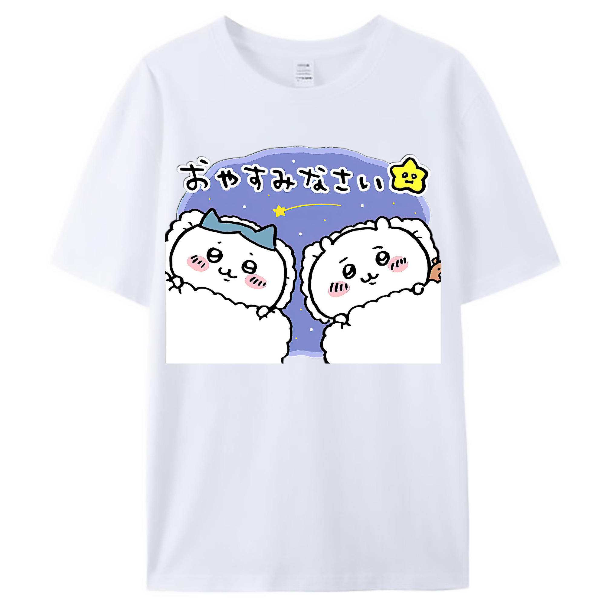 （画像用） ちいかわ ハチワレ Chii-kawa hachiware レディースカジュアルプリントTシャツ（綿100％）