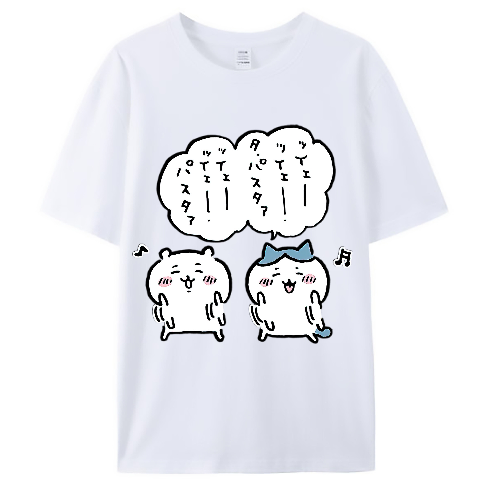 （画像用） ちいかわ ハチワレ Chii-kawa hachiware レディースカジュアルプリントTシャツ（綿100％）