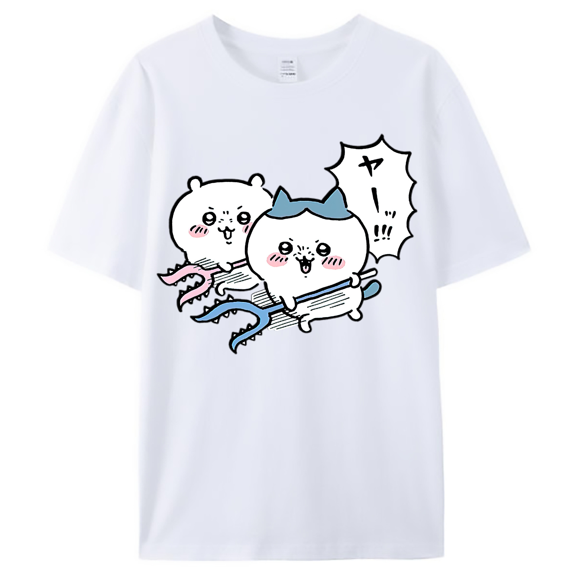 （画像用） ちいかわ ハチワレ Chii-kawa hachiware レディースカジュアルプリントTシャツ（綿100％）