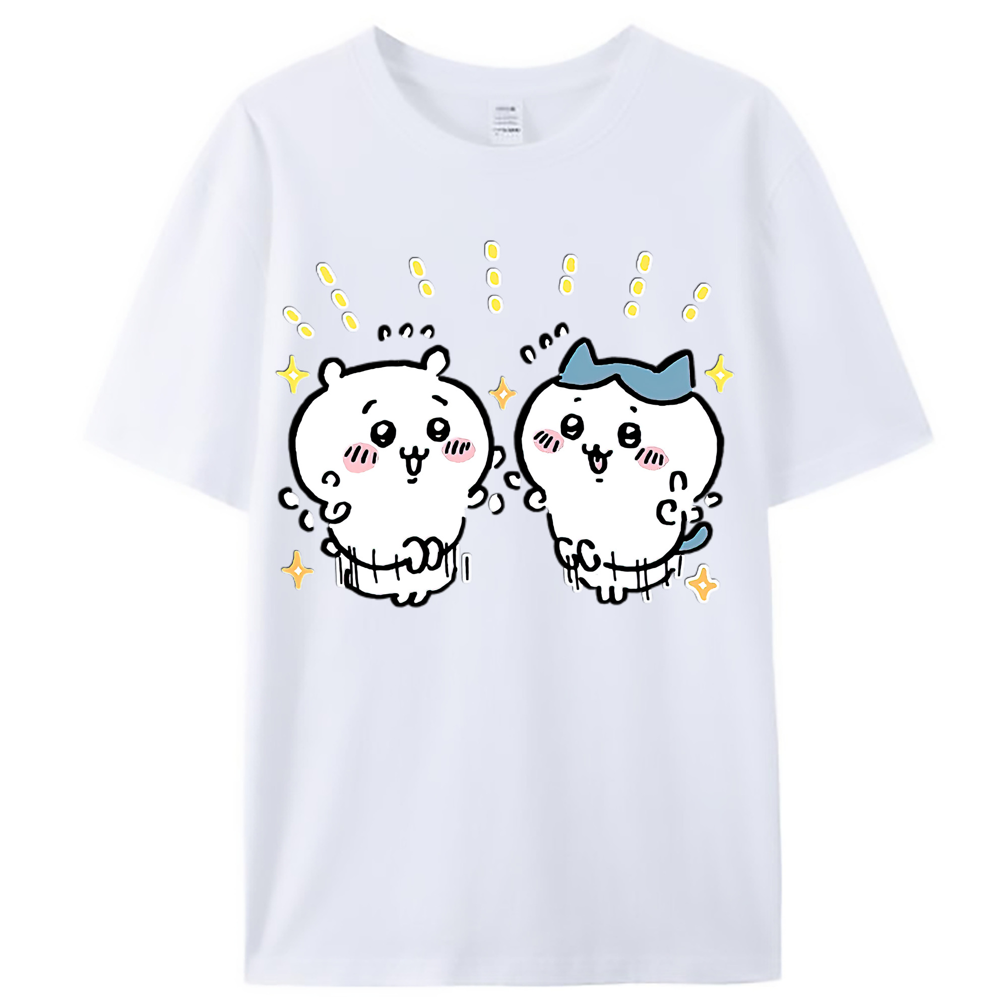 （画像用） ちいかわ ハチワレ Chii-kawa hachiware レディースカジュアルプリントTシャツ（綿100％）