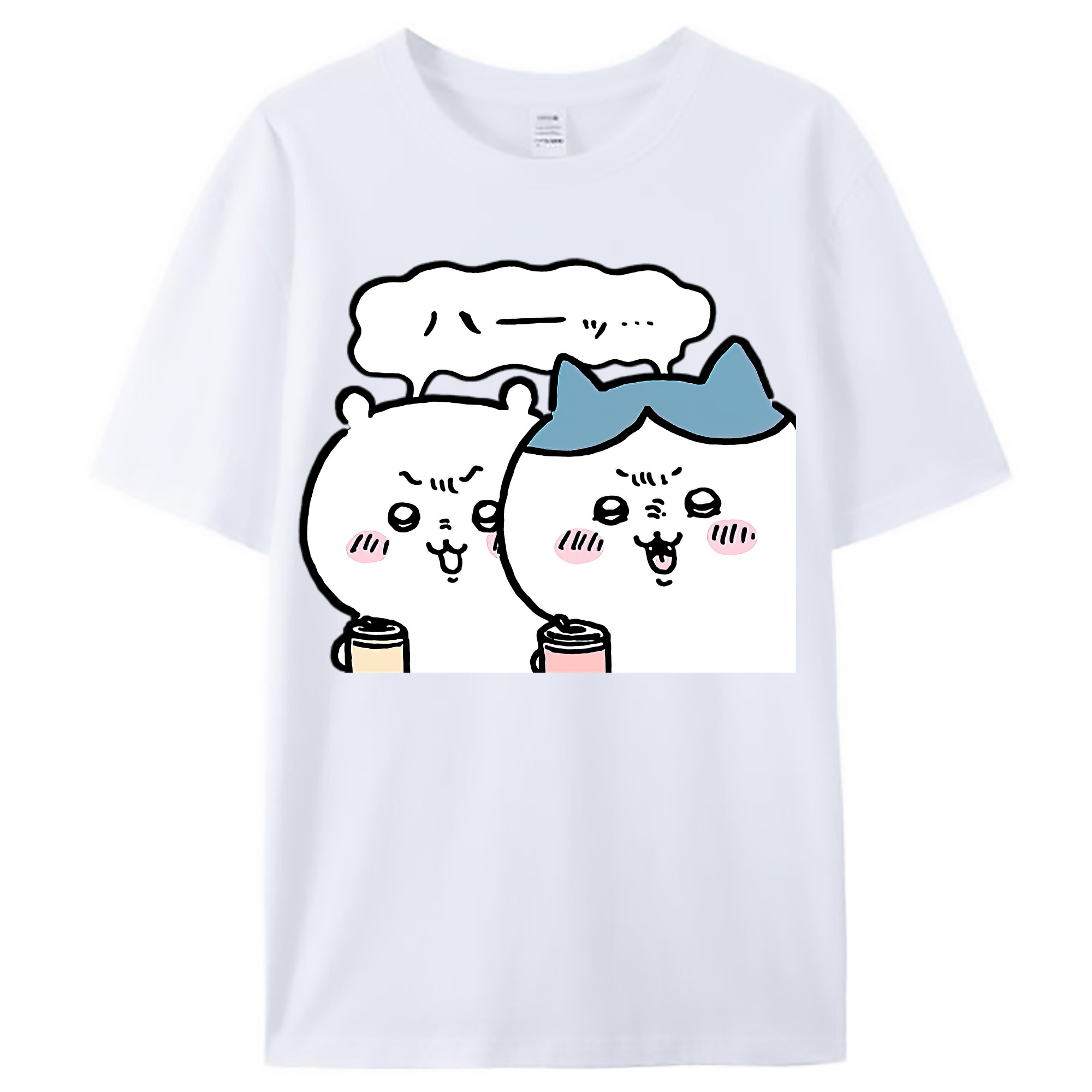 （画像用） ちいかわ ハチワレ Chii-kawa hachiware レディースカジュアルプリントTシャツ（綿100％）